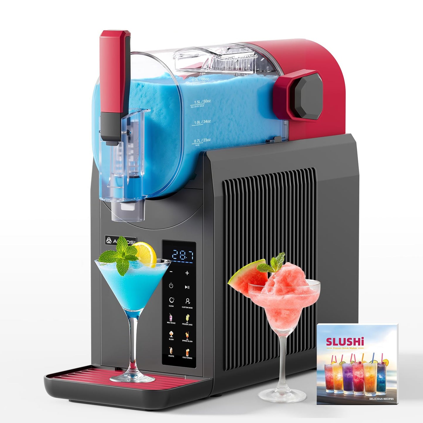 AAOBOSI Slushie Machine for Home, Frozen Drink Machine with Cookbook, Margarita Machine with 6 Presets Programs, No Ice Needed, Auto Cleaning, Slushy Maker for Frozen Margaritas, Cocktails, Frappés