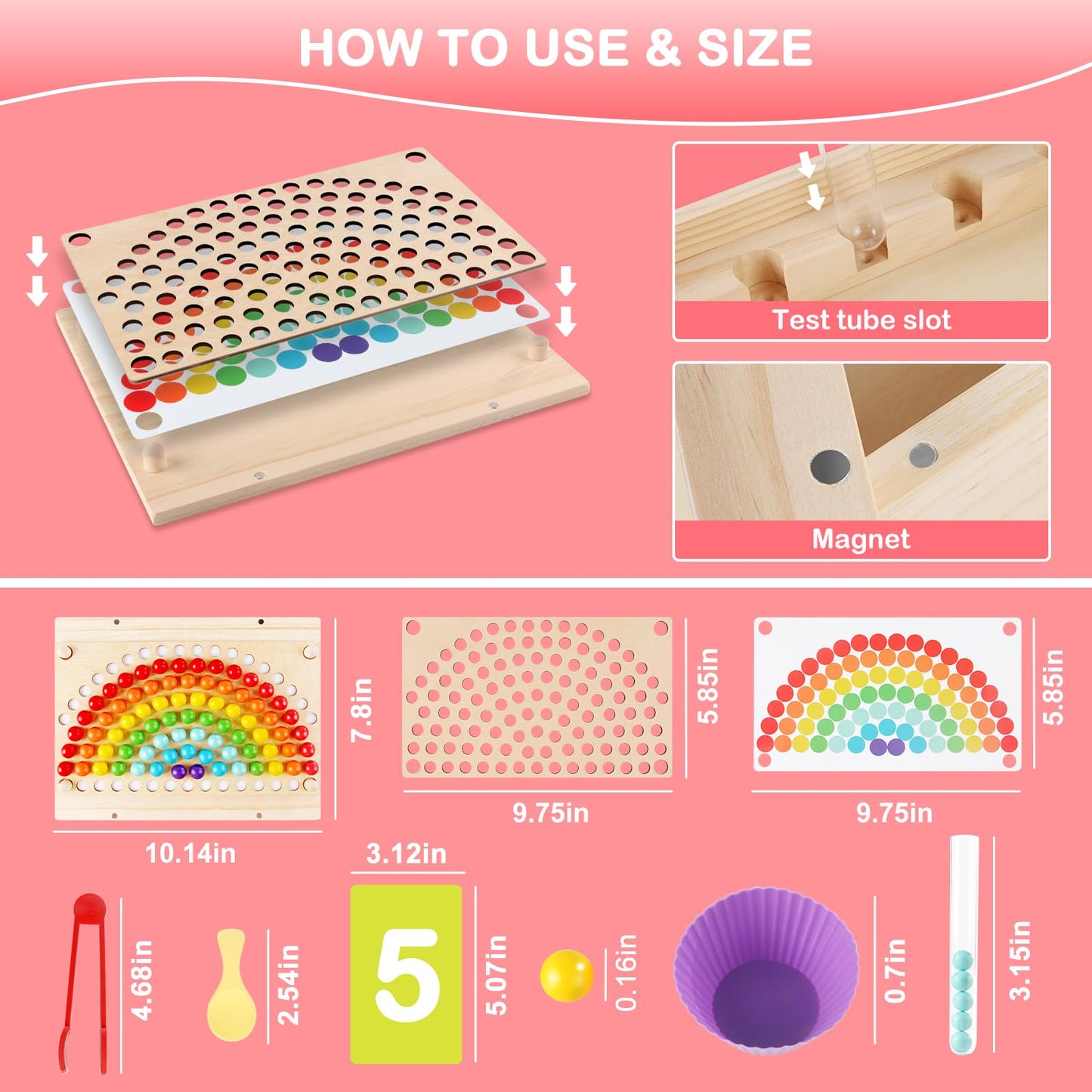 Wooden Peg Board Bead Game-Montessori Wooden Farm Sensory Toddler Toys