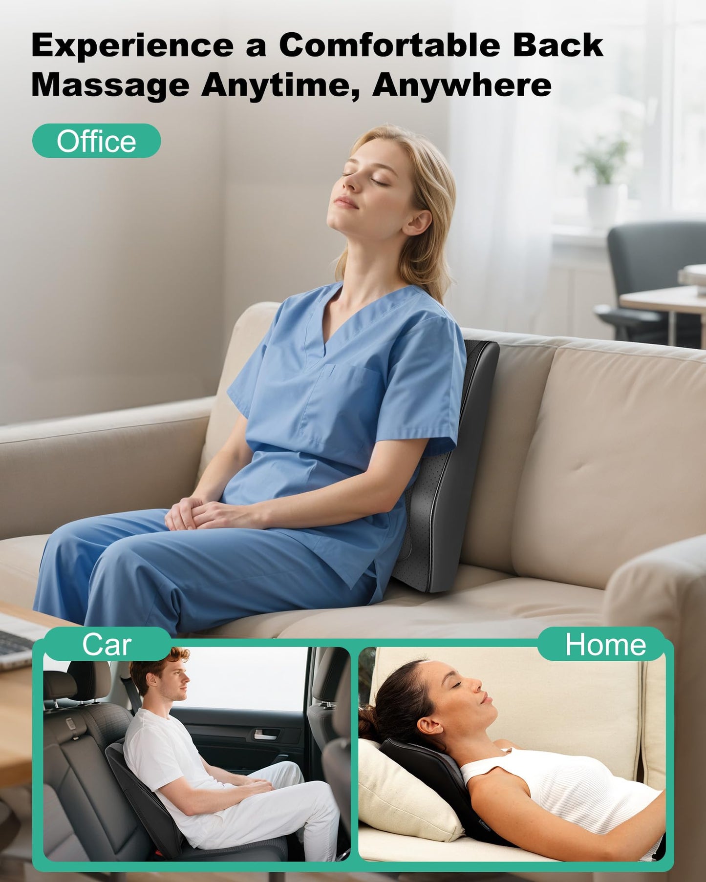 Cordless Shiatsu Neck Massager with Heat & Vibration, Back Neck Shoulder Massager for Pain Relief Deep Tissue, 4D Kneading Back Massage Pillow, Rechargeable Portable Massage, Gifts for Mom,Dad