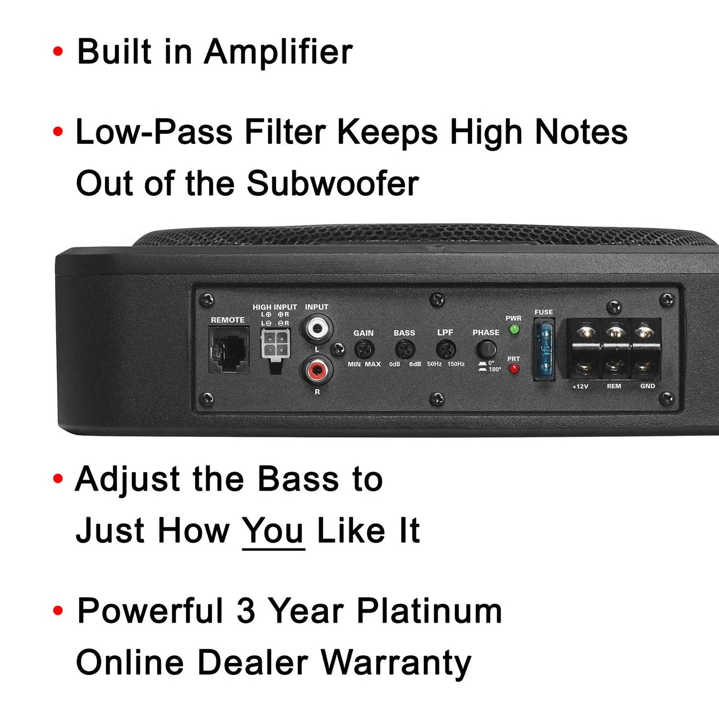 BOSS Audio Systems BAB10 Amplified Car Subwoofer - 1200 Watts Max Power, Low Profile, 10 Inch Subwoofer, Remote Subwoofer Control, Great for Vehicles That Need Bass But Have Limited Space