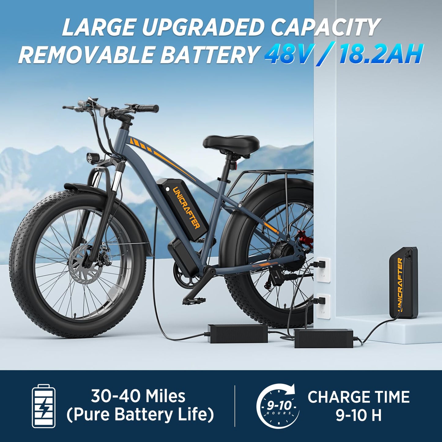 Electric Bicycle for Adults, 1500W Peak Motor 30 MPH 60 Miles Fat Tire E Bike with 48V 18.2Ah Removable Battery 26" Electric Bike Hydraulic Disc Brake and 7-Speed Motorcycle,UL 2849 Certified