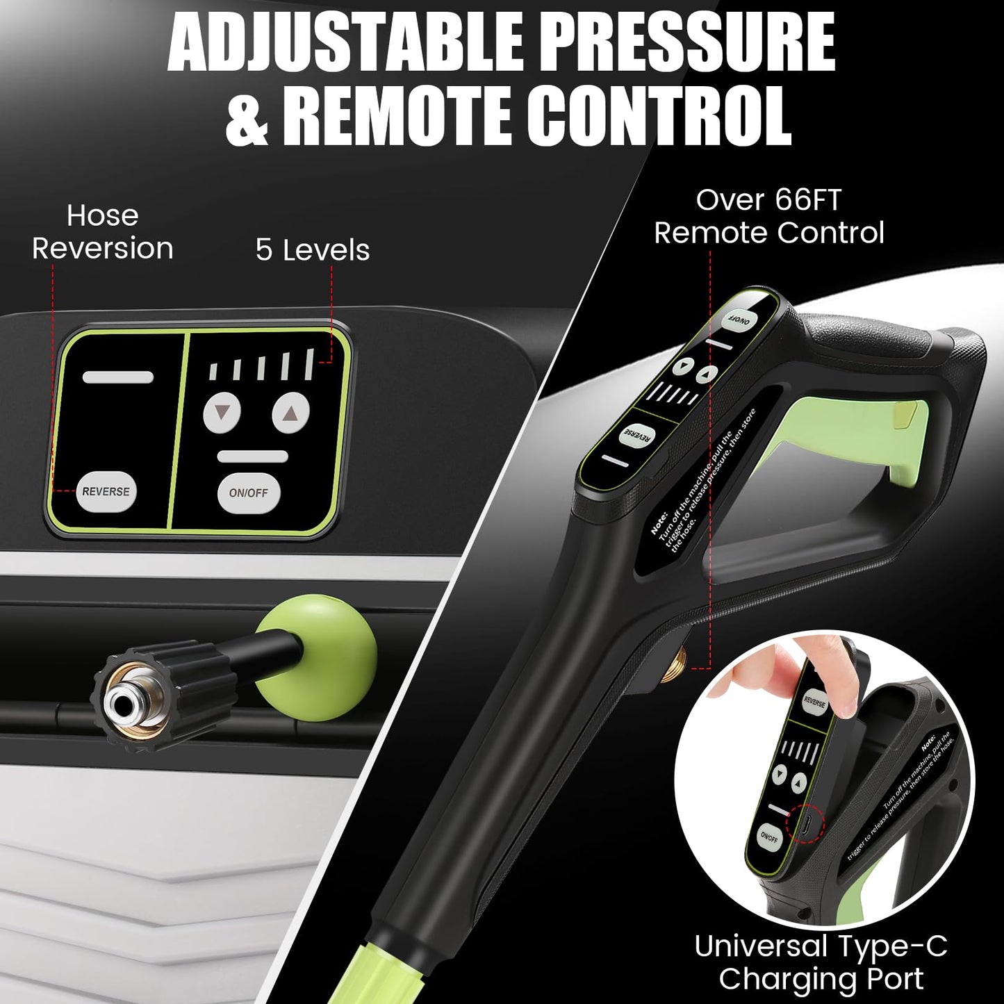 commowner 5500PSI Pressure Cleaner Wall Mounted Power Cleaner with 66ft Retractable Pressure, Black