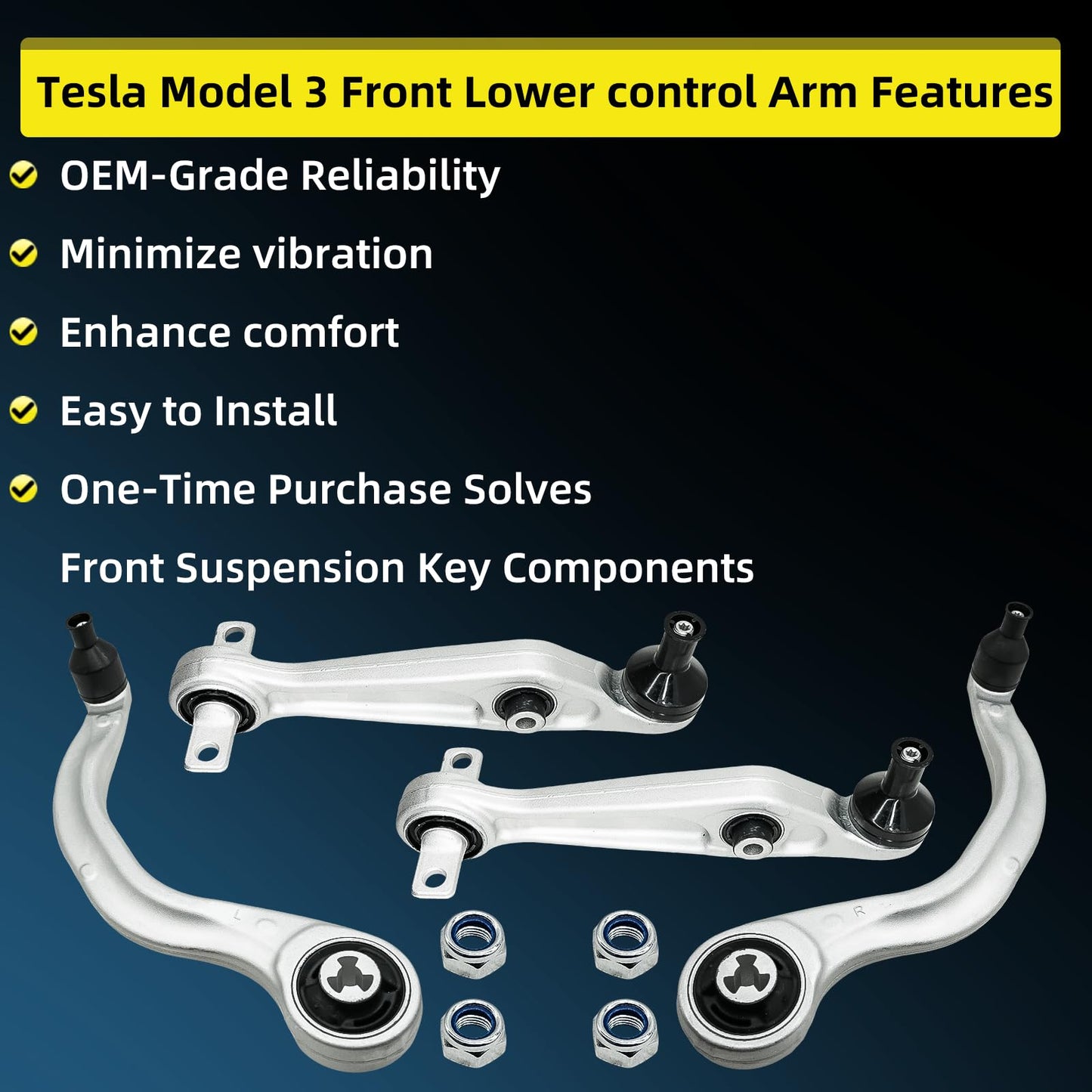 Front Lower Control Arm Fits for Tesla Model 3 2017-2021,Replacement for 104434100D 104435100C 104435400A 4Pcs with Ball Joint