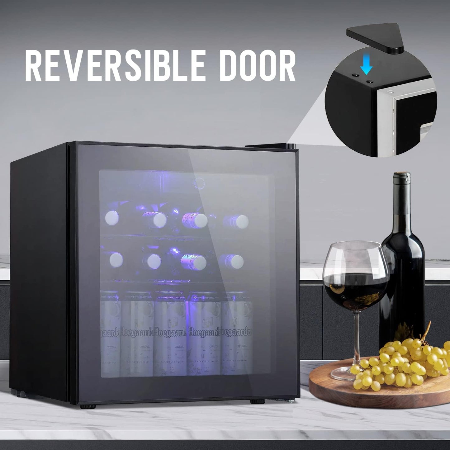 Antarctic Star Mini Fridge Cooler - 70 Can Beverage Refrigerator Glass Door for Beer Soda or Wine –Small Drink Dispenser Machine Removable for Home, Office or Bar Chiller, 1.6cu.ft