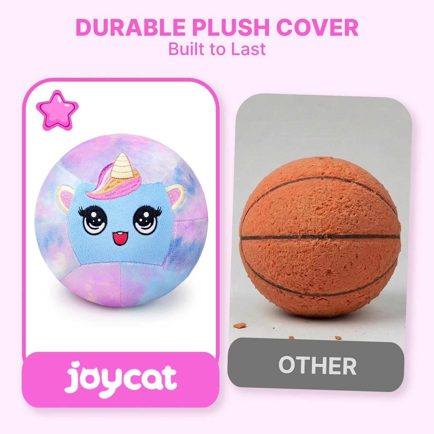 JoyCat Silent Basketball, Inflatable Soft Plush Toddler Basketball, Soundless Ball for Indoor Training and Quiet Dribbling, Unicorn Ball Gift for Girls Boys Ages 2 3 4 5 6