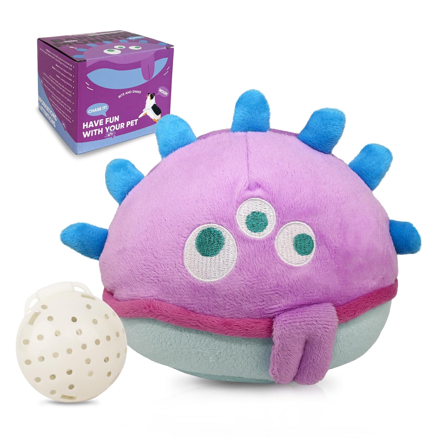 Petbobi Interactive Dog Toys for Boredom - Moving Dog Toy for Stimulating Play, Pet Plush Squeaky Ball for Small Medium Breeds with 4 Batteries, Jolly Jelly Bobby