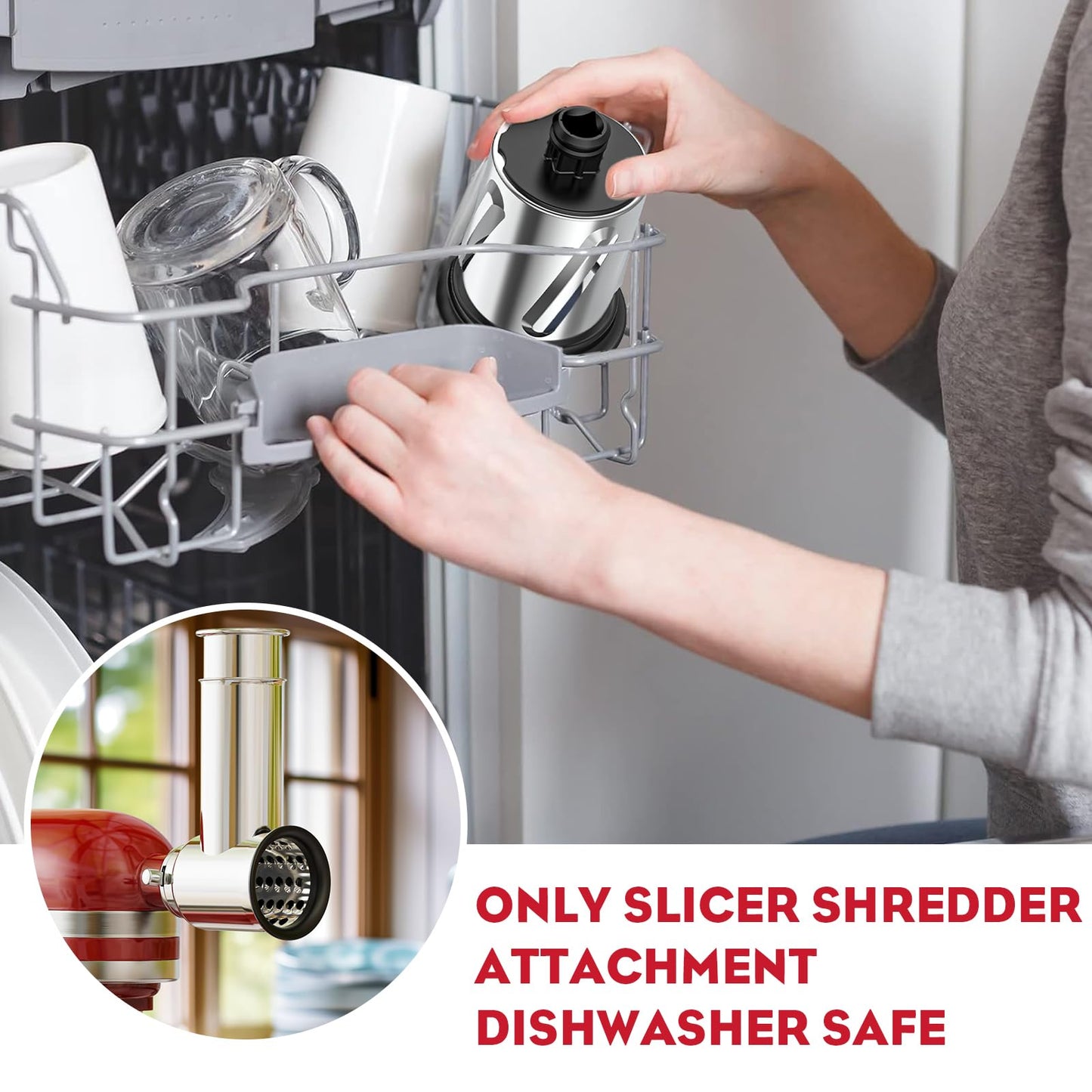 Meat Grinder & Stainless Steel Slicer Shredder Attachment for KitchenAid Stand Mixer, Includes Metal Food Grinder Attachment with Sausage Stuffer Tubes and Salad Machine Accessory by InnoMoon