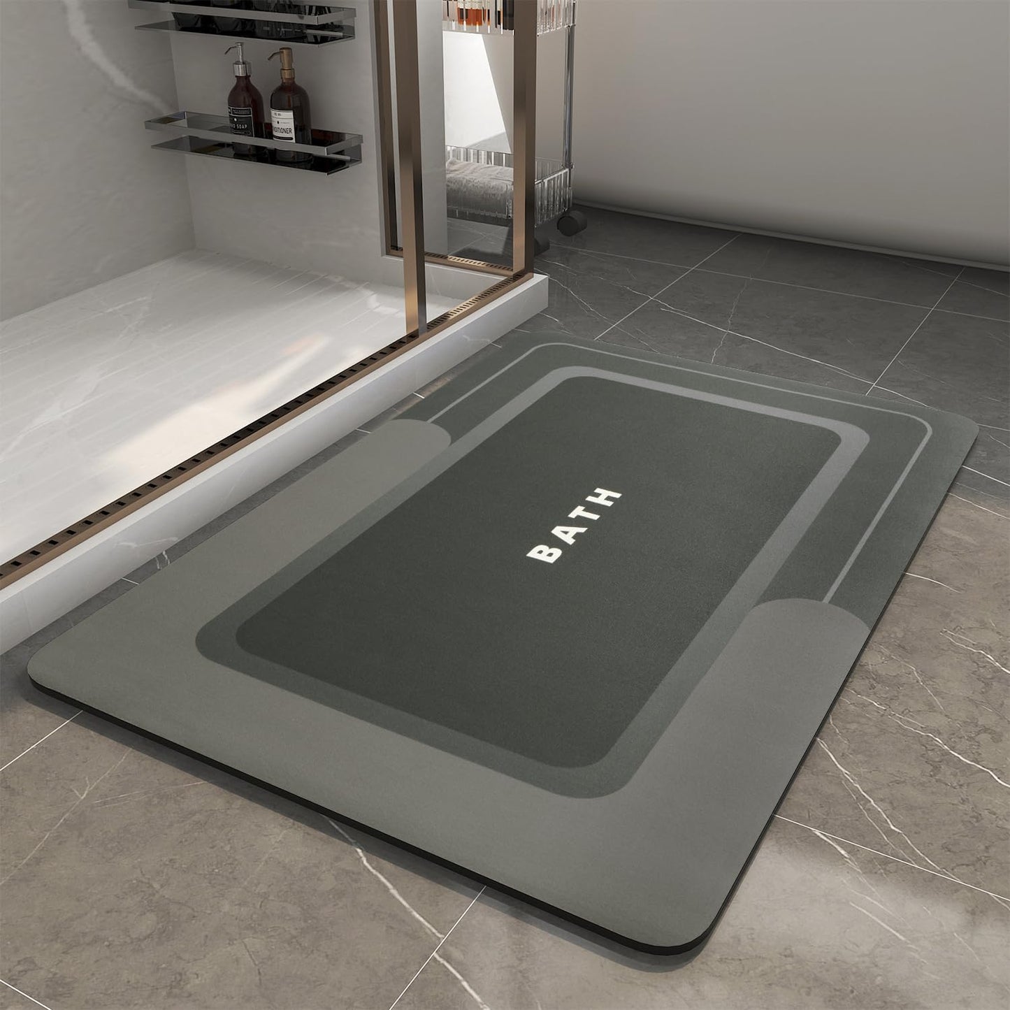 MontVoo-Bath Mat-Bathroom Mat Rug Non Slip Super Absorbent Stain Resistant Quick Dry Thin Bathroom Rug-Bath Mats for Bathroom Floor Bathtub Vanity-Bathmat Bath Rug Easy Care-17"x27" Darkgrey