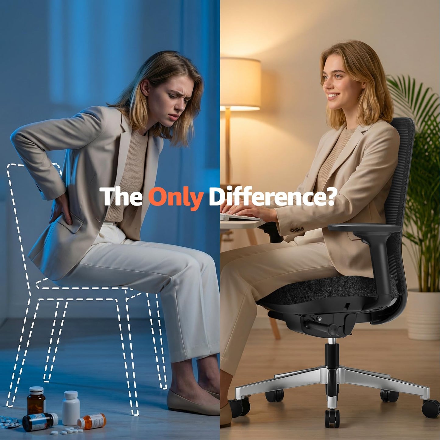 ErgoSift Ergonomic Office Chair - High-Back Mesh Desk Chair with Adjustable Lumbar Support 4D Armrests for Long Hours Sitting Black