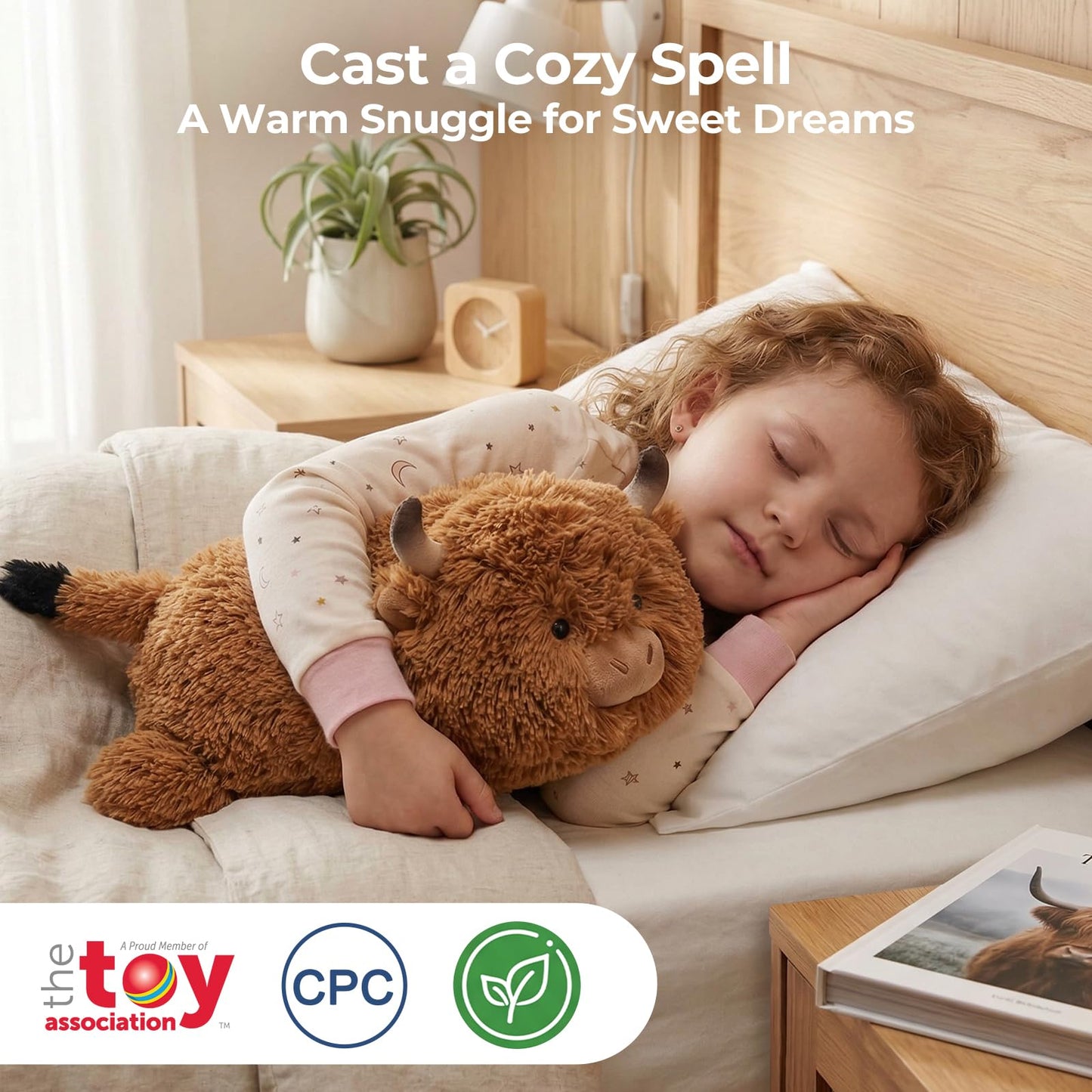 Mewaii Cute Highland Cow Plush Pillow, Kawaii Plushies Highland Cow Stuffed Animals, Squishy Plushies, Cuddle Plush Pillow for Kids & Girls (13 Inch)