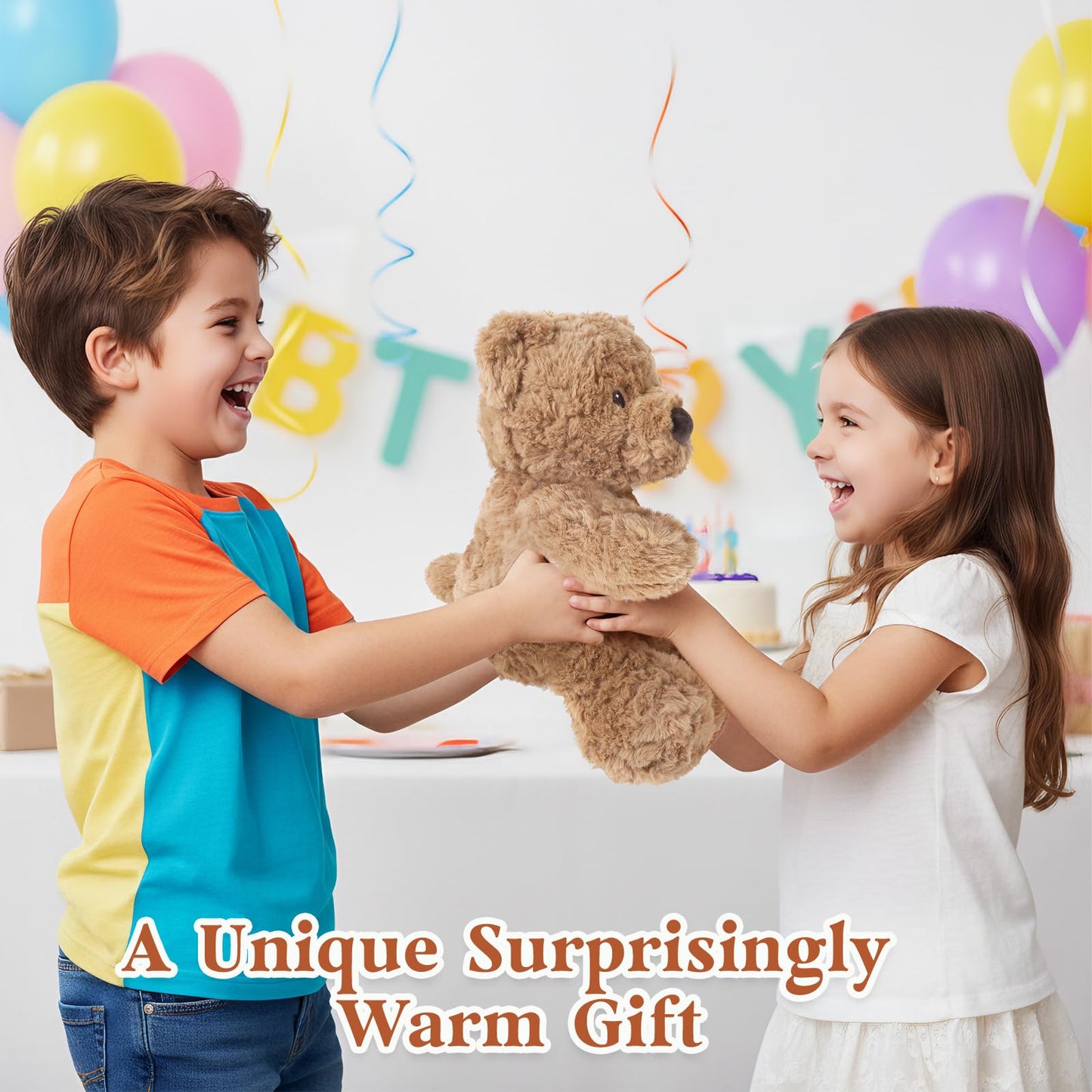 Teddy Bear Stuffed Animals, Microwavable & Weighted Stuffed Animal, Brown Curly Plush for Warmth & Comfort, Heatable Coolable Lavender Scent Toy, Cute Soft Plushies Gift for Children Boys Girls Adult