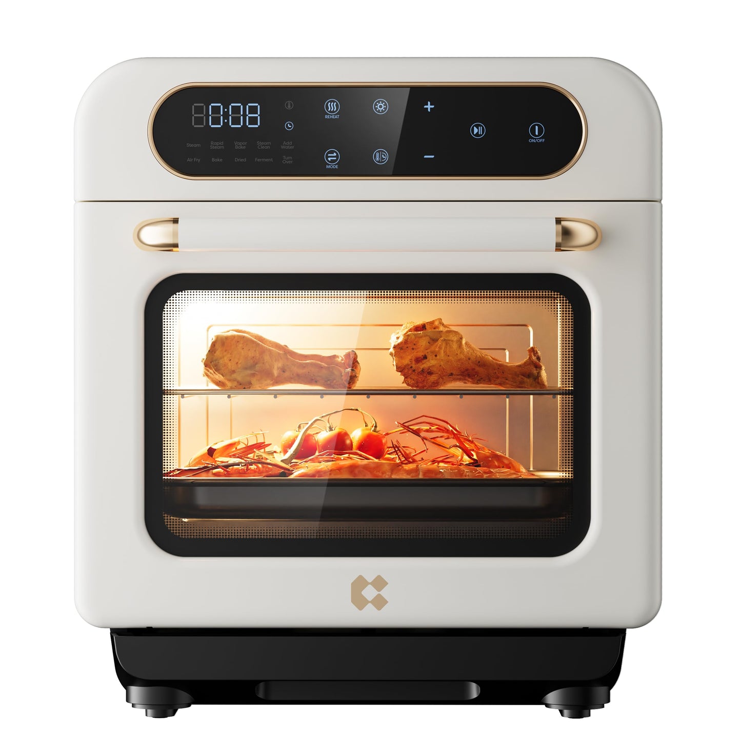 CIARRA 8-in-1 Air Fryer Steam Oven Countertop, 13QT Mini Toaster Oven with Steam, Rapid Steam, Air Fry, Vapor Bake, Steam Clean, Bake, Dried, Ferment, White