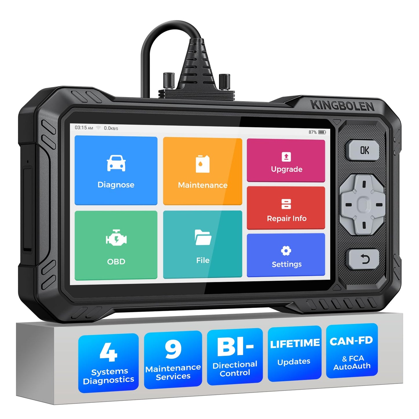 KINGBOLEN OBD2 Scanner S608, 2026 Bidirectional Scan Tool for ABS/SRS/Transmission/Enigne, 9 Reset Oil Brake DPF Bleed Gear Injector Throttle BMS SAS, CAN FD & FCA/Renault SGW, Lifetime Free Update