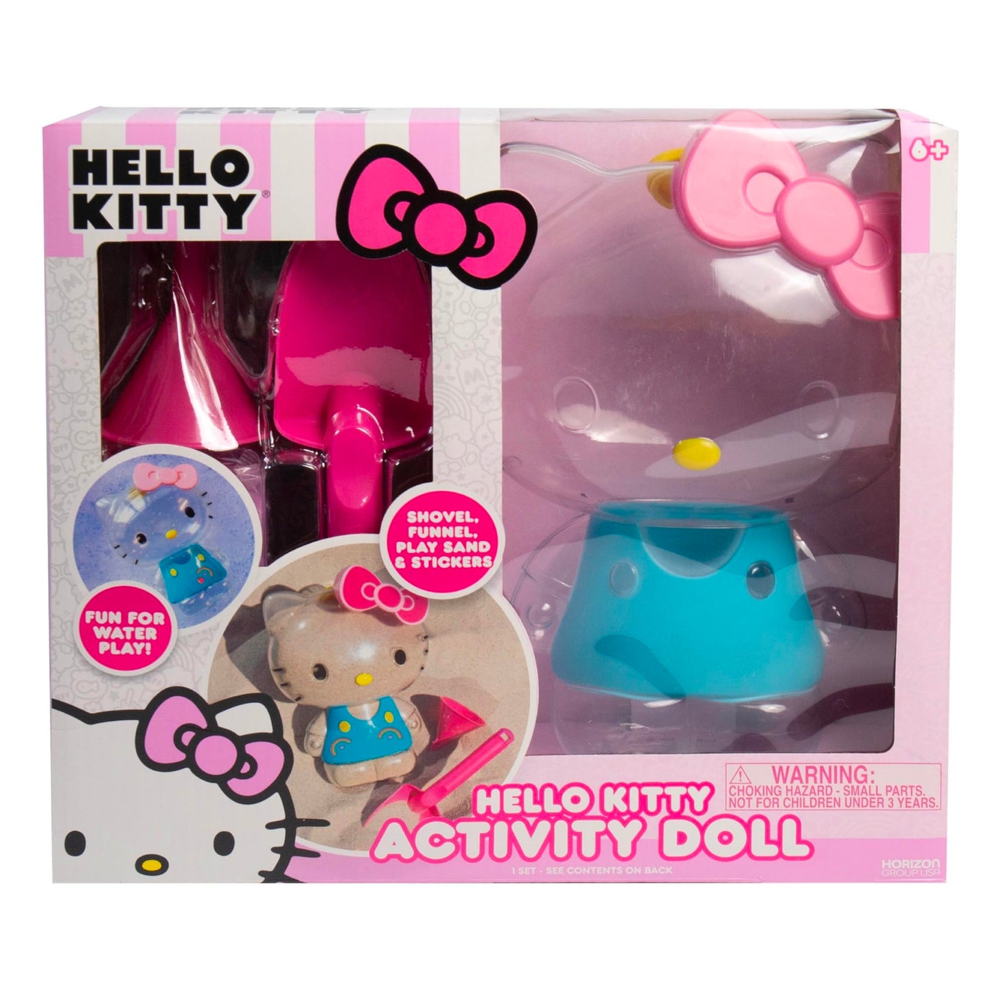 Hello Kitty Activity Doll, Reusable Hello Kitty Toys, Fill with Sand Art or Water, Includes Waterproof Doll, Shovel and Funnel, Sensory Toys for Kids, Great Toddler Activities, Toddler Travel Toys