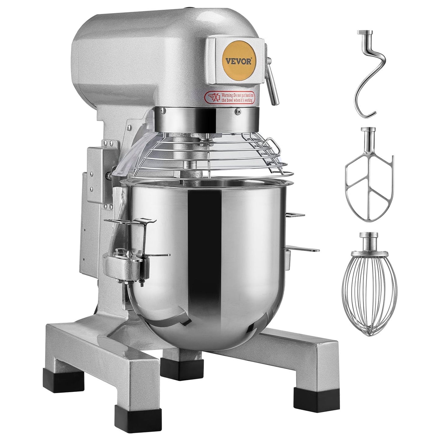 VEVOR Commercial Food Mixer 15Qt, Commercial Mixer with 3 Adjustable Speeds, 550W Dough Mixer,Commercial Stand Mixer with Stainless Steel Bowl