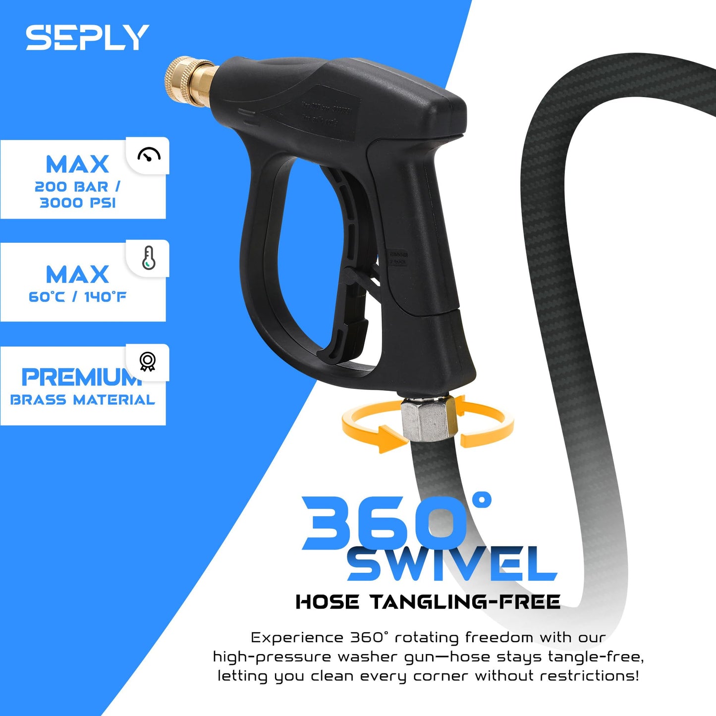 Sewer Jetter Kit for Pressure Washer 50 FT, Drain Cleaner Hose with Power Washer Gun, 1/4 Inch NPT Corner, Rotating and Button Nose Sewer Jetting Nozzle,Waterproof Tape, Pearl Corsage Pin, Spanner