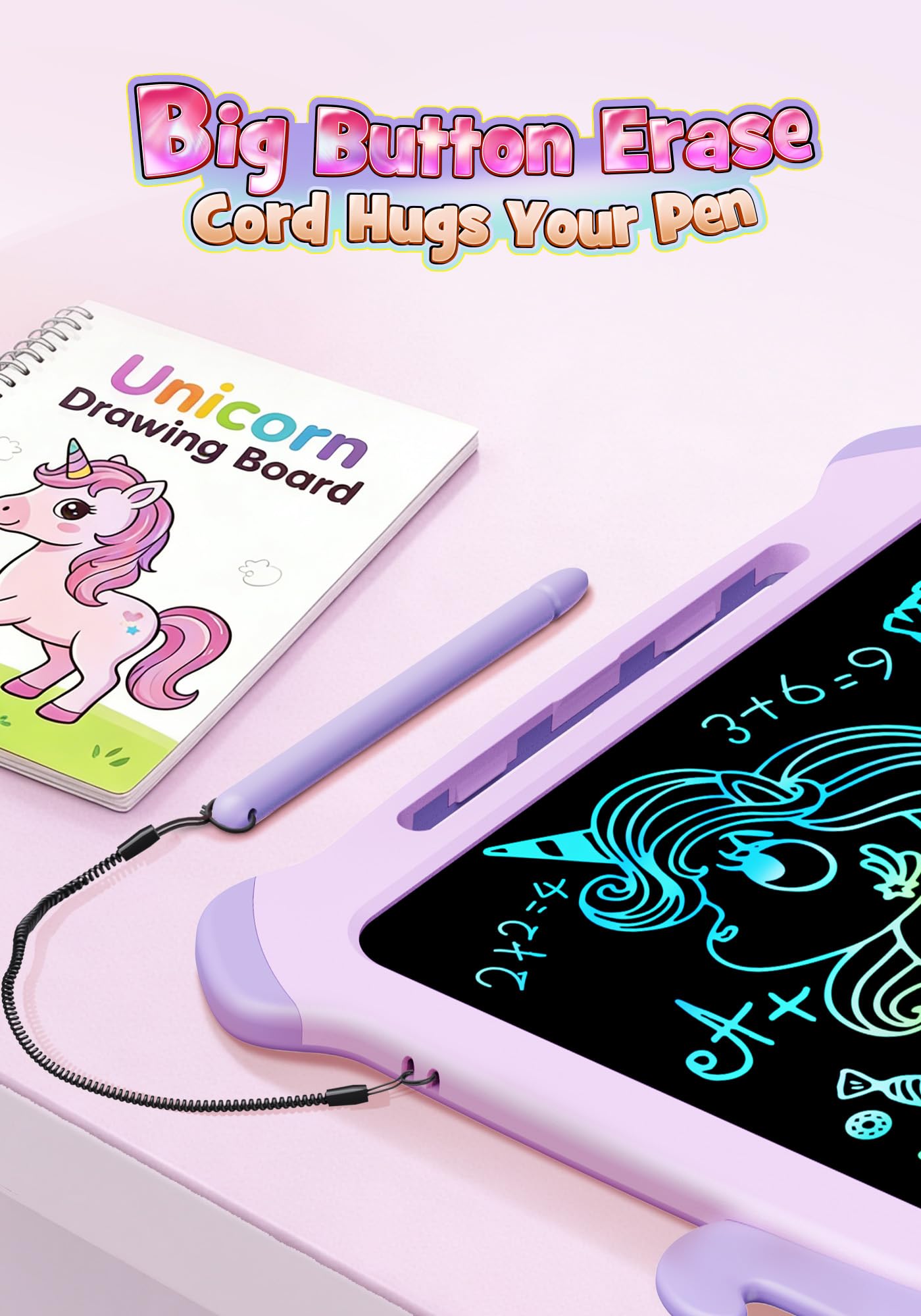 8.5 inch LCD Writing Tablet for Kids, Unicorn Toys Gifts for Girls Aged 3-5, Toddler Girl Kids Educational Travel Toy, Birthday Gift for 3 4 5 6 7 8 9 Year Old Girl (Purple