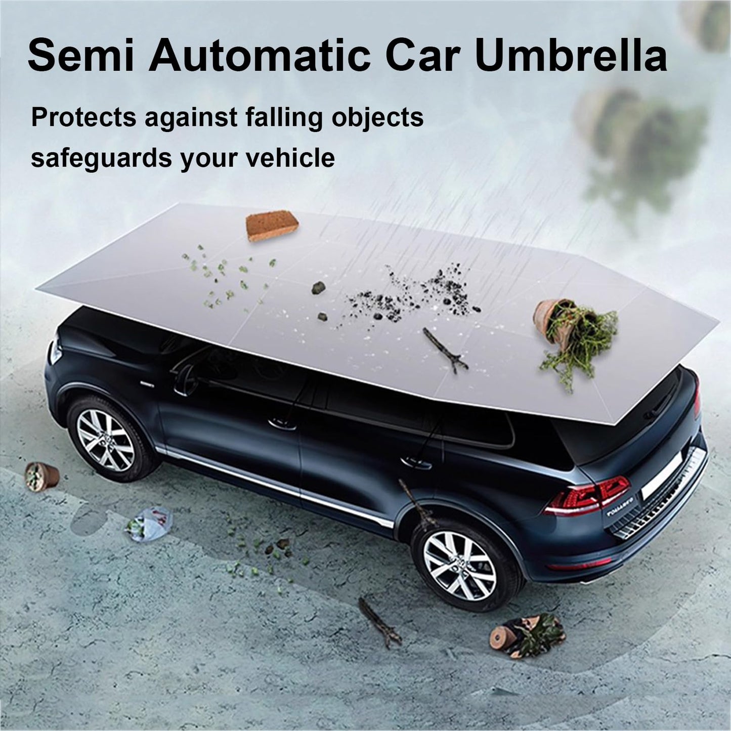 Fully Automatic Car Umbrella for Roof with Remote, Universal Car Tent with Bracket, 4.8M Portable Protection Carport, Folded Cars Sun Shade Movable Canopy for Sedan SUV