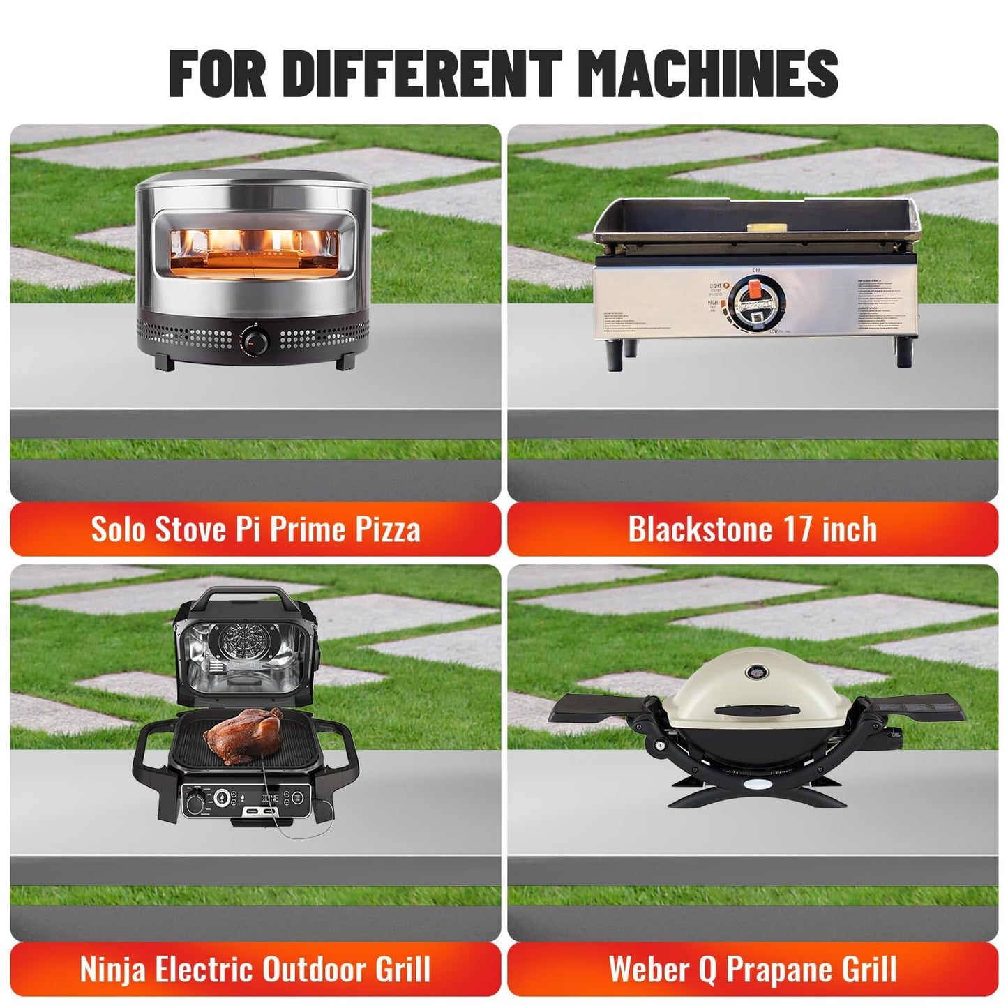 StructoMax XL Outdoor Grill Cart with Cabinet, Extra-Wide Stainless Steel Table Top, Large Spice Rack & Lockable Wheels, Outdoor Kitchen Island Grill Table for BBQ, Cooking & Prep