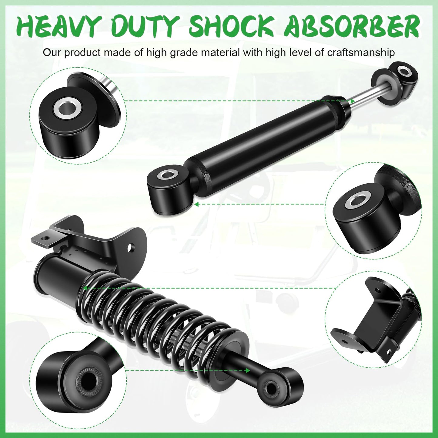 ILVGOLF Golf Cart Front Rear Shock Absorber for EZGO RXV 2008 Up Models, OEM 611724, 601246, 603024 for EZGO Shock Strut Assembly, Passenger Side and Driver Side and Rear