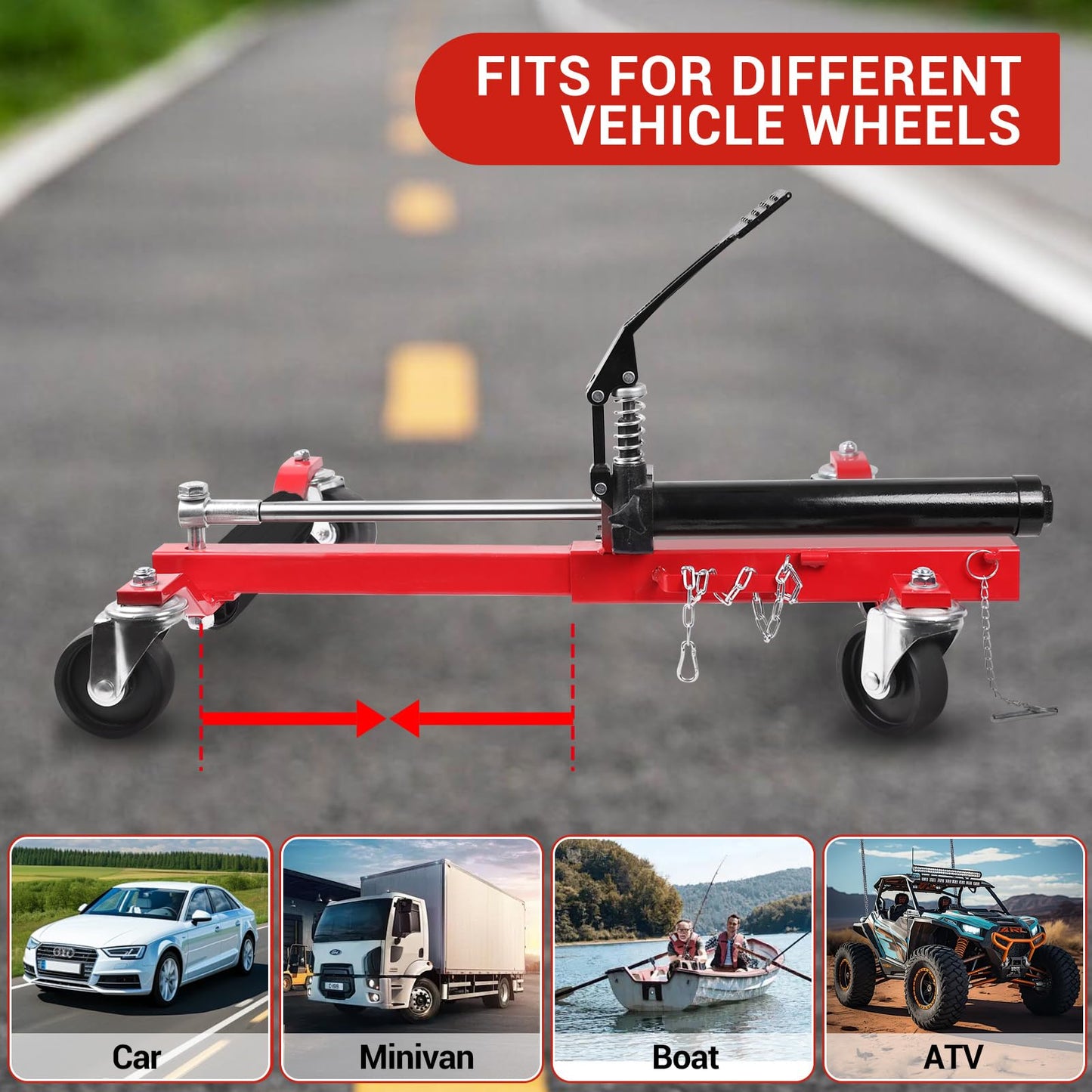 Garvee Car Wheel Dolly Jack Set of 4, 6000 LBS Capacity Hydraulic Vehicle Tire Skates with Foot Pedal & Swivel Casters for Auto Repair, Garage, Workshop, Towing (Fits 12 in Wide Tires)
