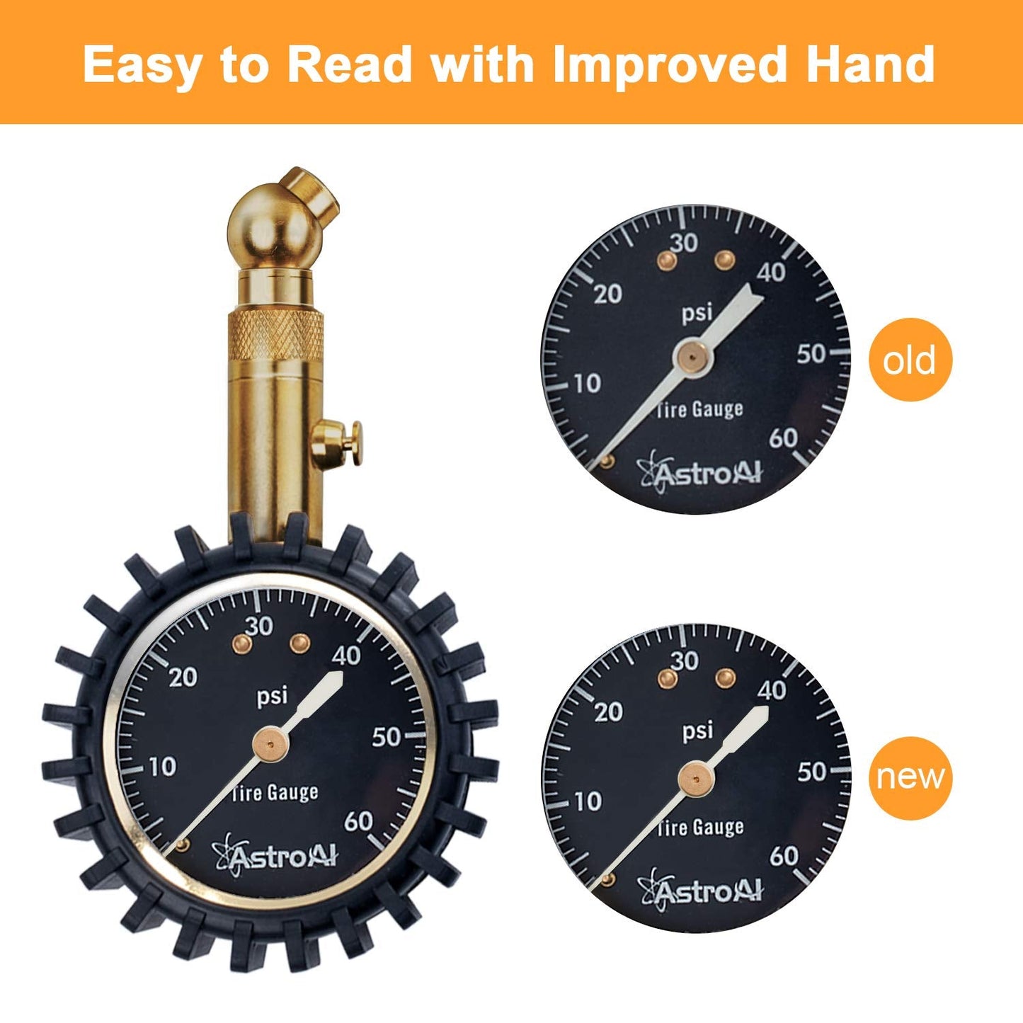 AstroAI Tire Pressure Gauge 0-60 PSI, Large 2" Easy Read Glow Dial Tire Gauge, Certified ANSI B40.1 Accurate, Compatible for Bicycle, Car, SUV, Truck & Motorcycle