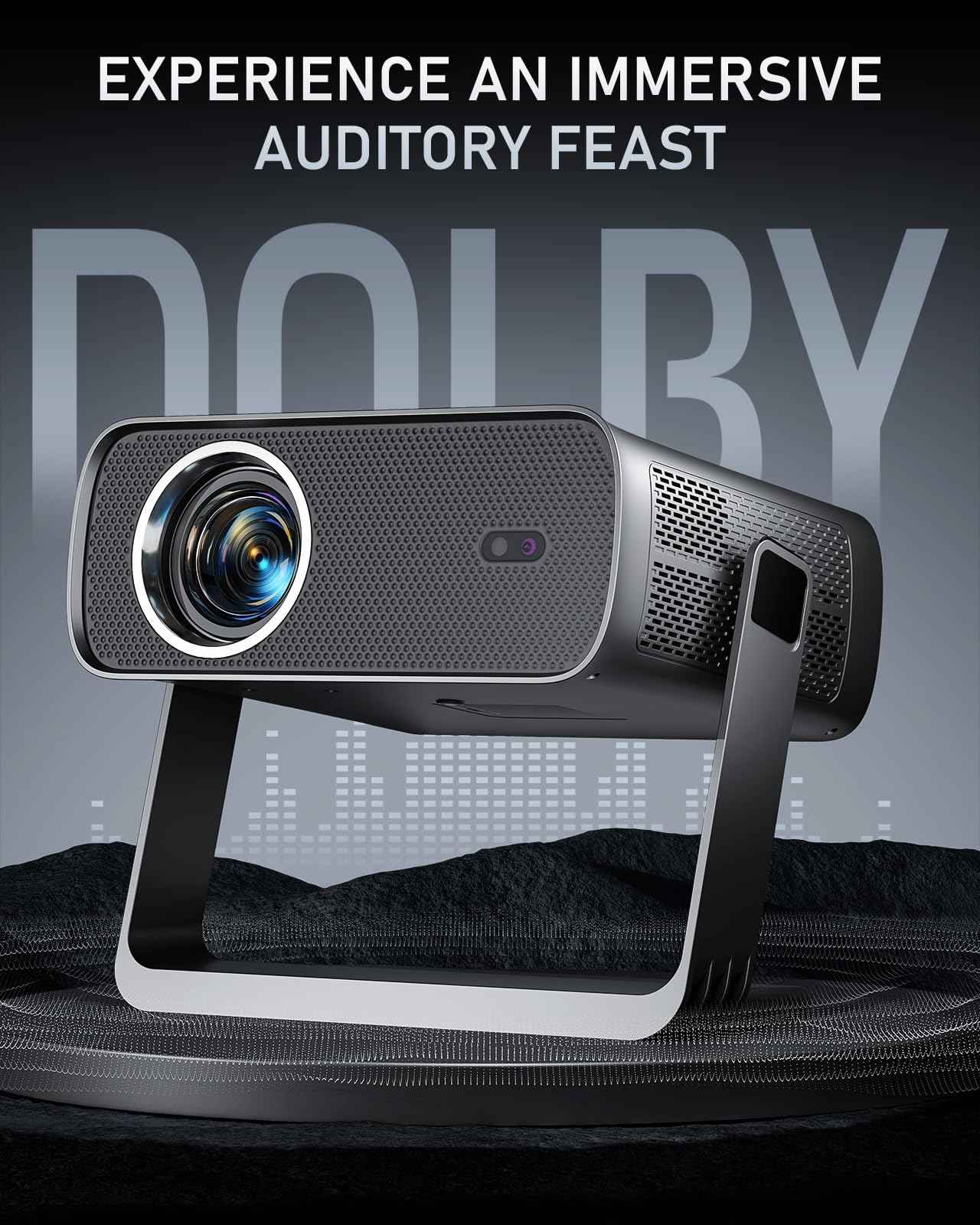 [Officially-Licensed App & Auto Focus]Grey Smart Standard Projector with WiFi and Bluetooth, XuanPad 4K Support Movie Projector, Portable Native 1080P Outdoor Projector with 360° Stand