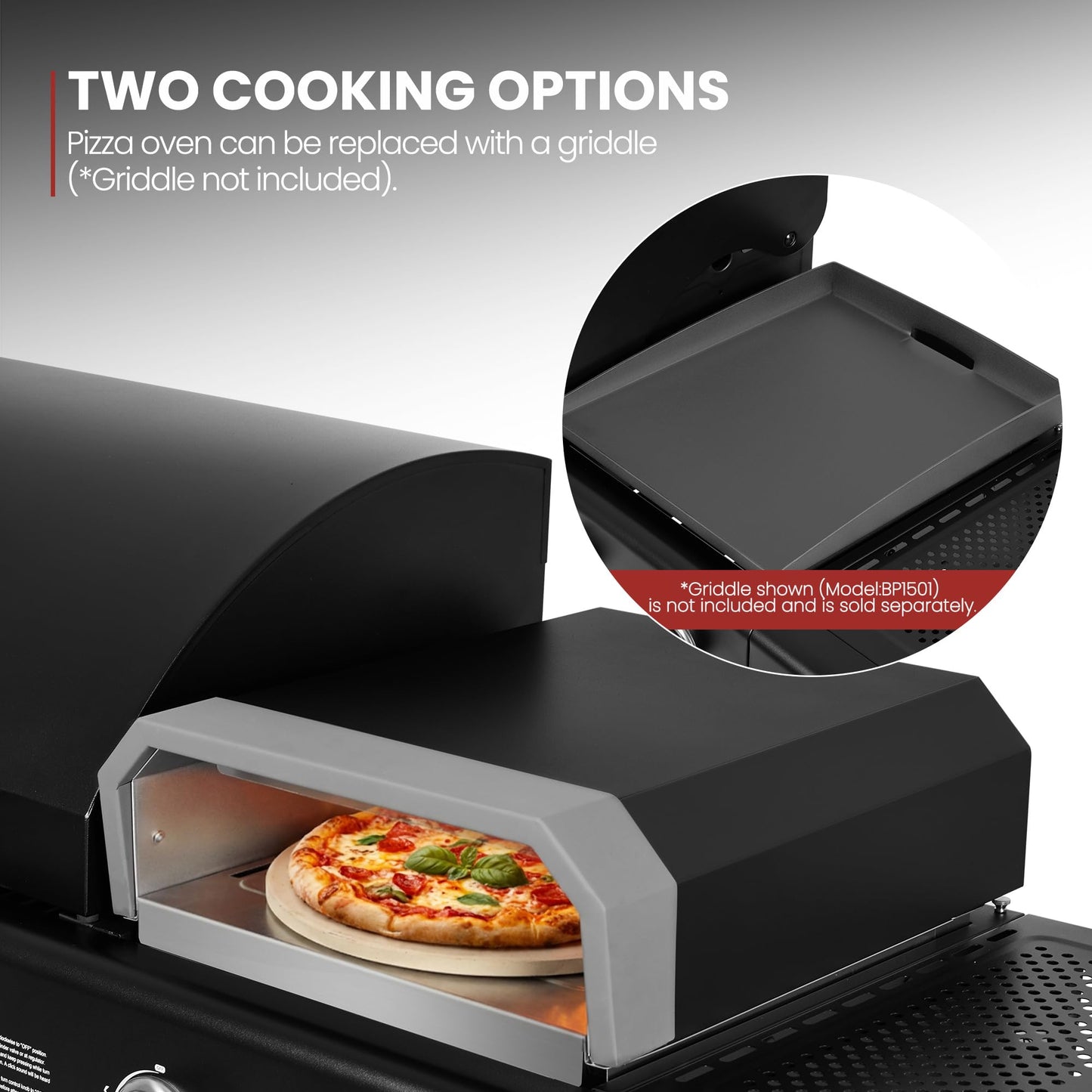 Royal Gourmet ZH3004H 3-in-1 Premium Gas Grill and Pizza Oven Combo with Side Burner, 59,000 BTU, 5-Burner Propane Gas Grill, Pizza Grill Combo, for Backyard, Patio and Outdoor, Black