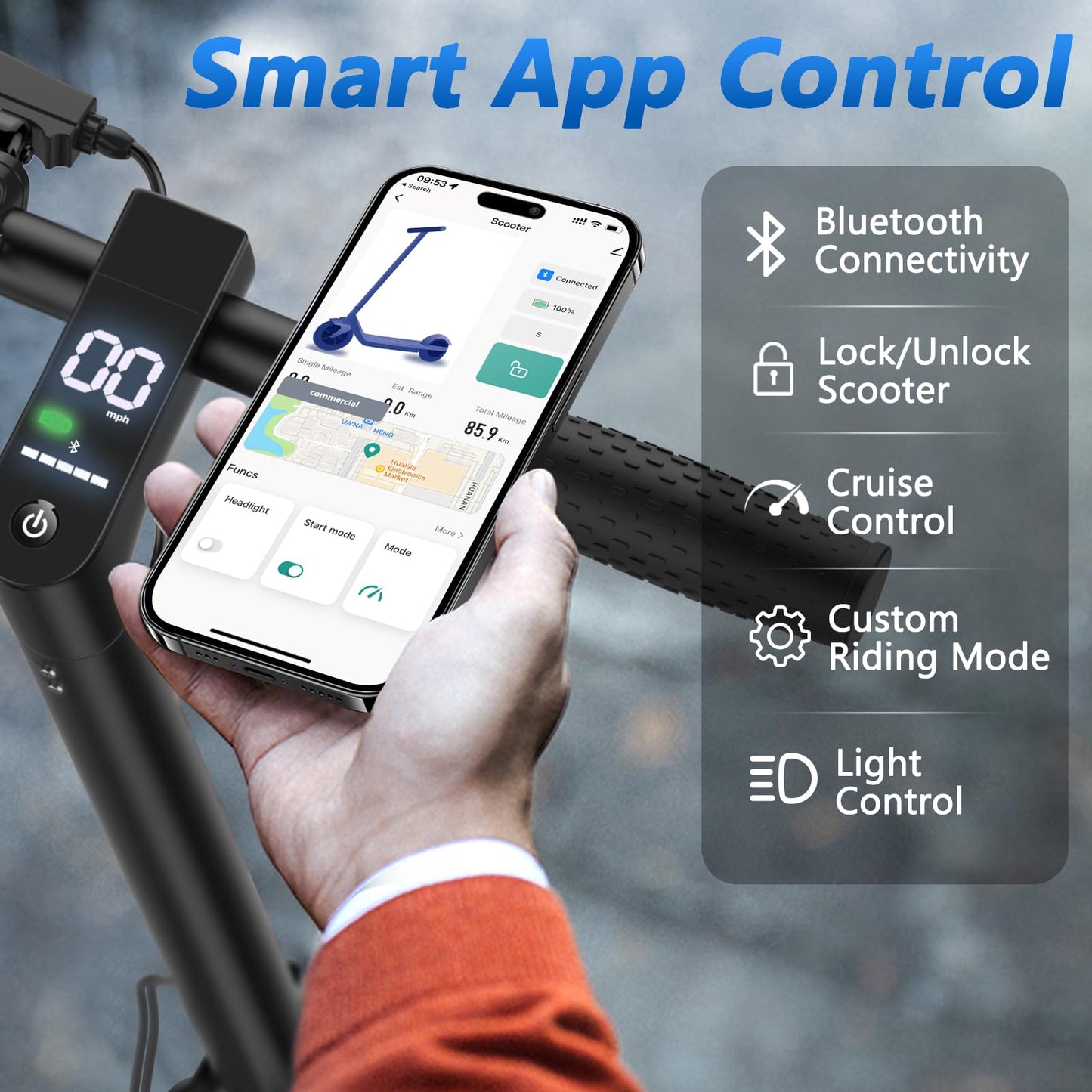 MAXSHOT Electric Scooter Adults, 500W Motor Up to 22 MPH, 22/28 Miles Long Range, 10" Solid Tires with Dual Suspension, Foldable Commuter E-Scooter with Dual Braking, LED Display & APP Control