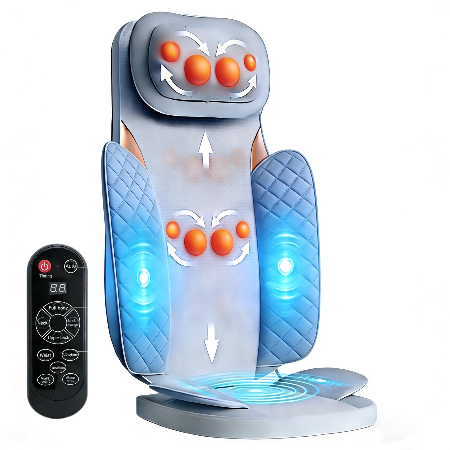 Ethereal Wellness Shiatsu Neck and Back Massager with Heat,35cm Rolling Massage Chair Pad,4D Kneading Cushion with Vibration for Pain Relief,Comfortable Back Massage for Chair,Office Home
