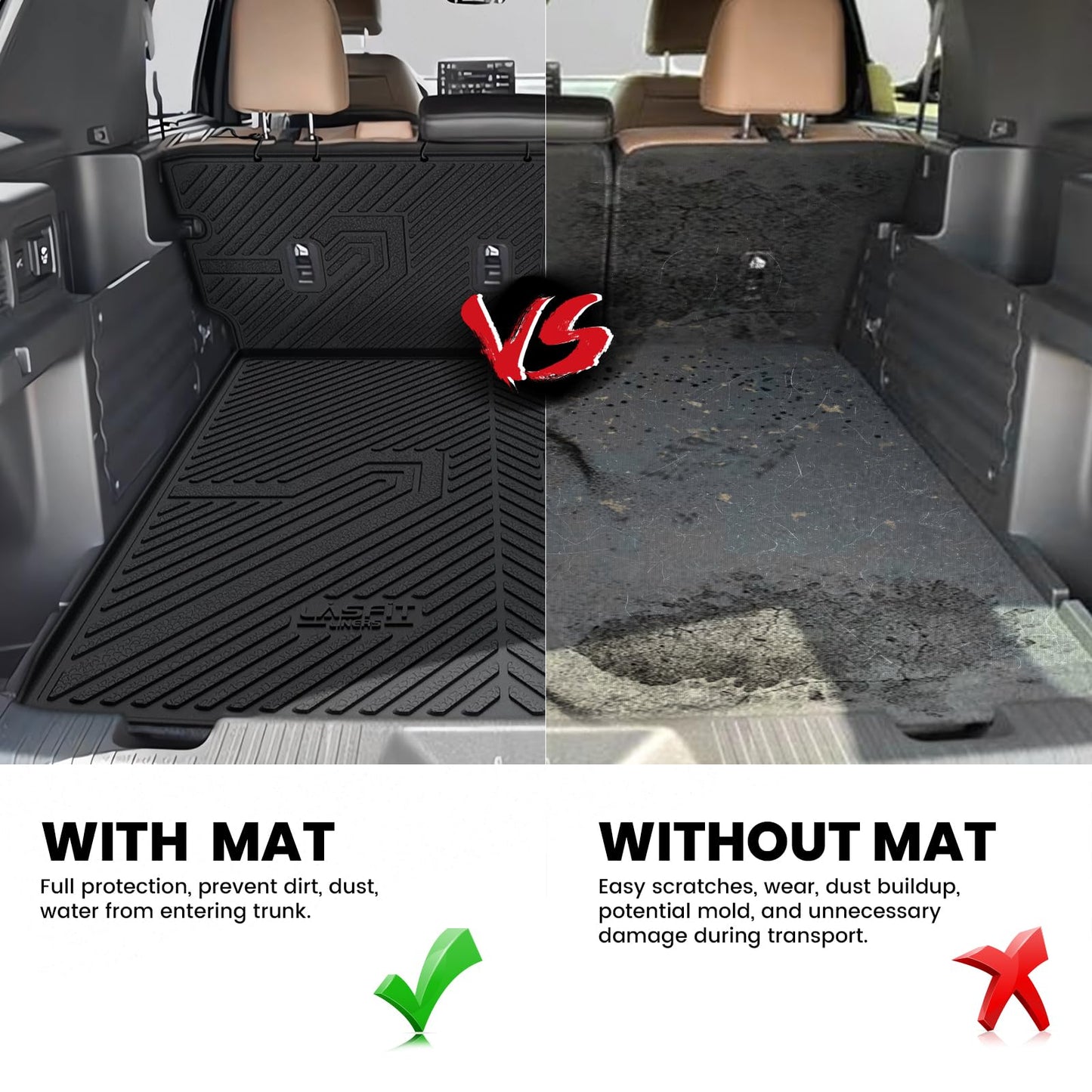 LASFIT Floor Mats & Cargo Mat for Honda Passport 2026, All Weather TPE Custom Fit Passport Floor Liner Accessories, 1st & 2nd Row & Trunk Mat with Backrest Mat Full Set, Black