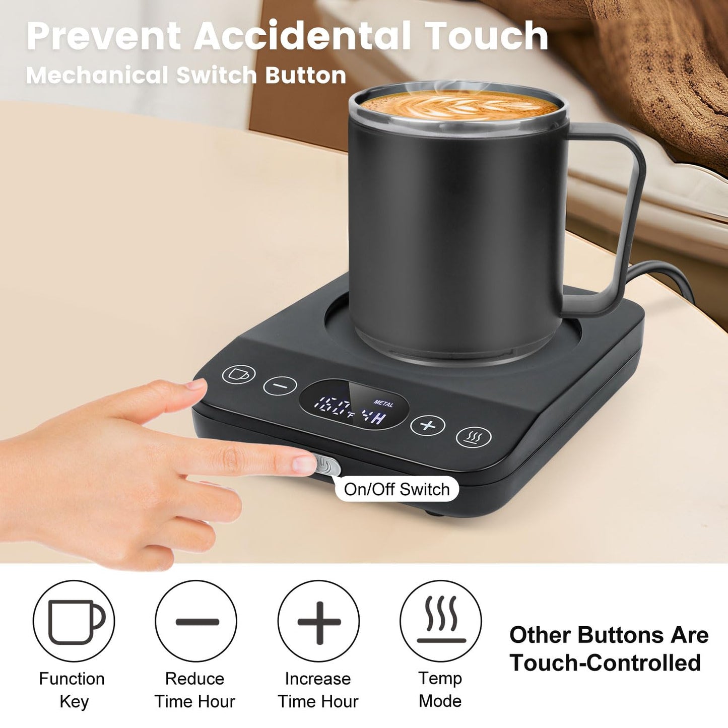Coffee Mug Warmer & Mug Set, 30W Coffee Cup Warmer with 15.5oz Cup for Desk with Auto Shut Off, Timer Function, Smart Mug Heater for Heating Coffee, Tea, Candle, Beverage, Gifts