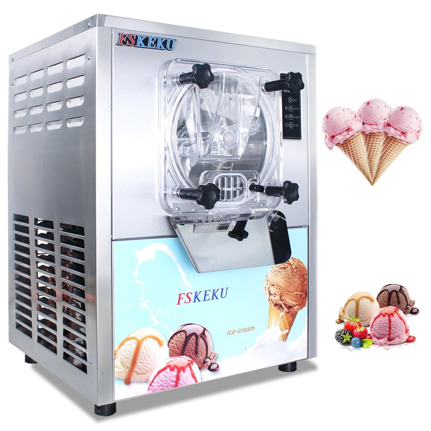 FSKEKU Commercial Ice Cream Maker: Countertop Hard Serve Ice Cream Machines for Home - 1400W 4.2~5.3GPH with 1.14Gal Capacity Single-flavor Ice Cream for Snack Bar Restaurant Dessert Shop Supermaket