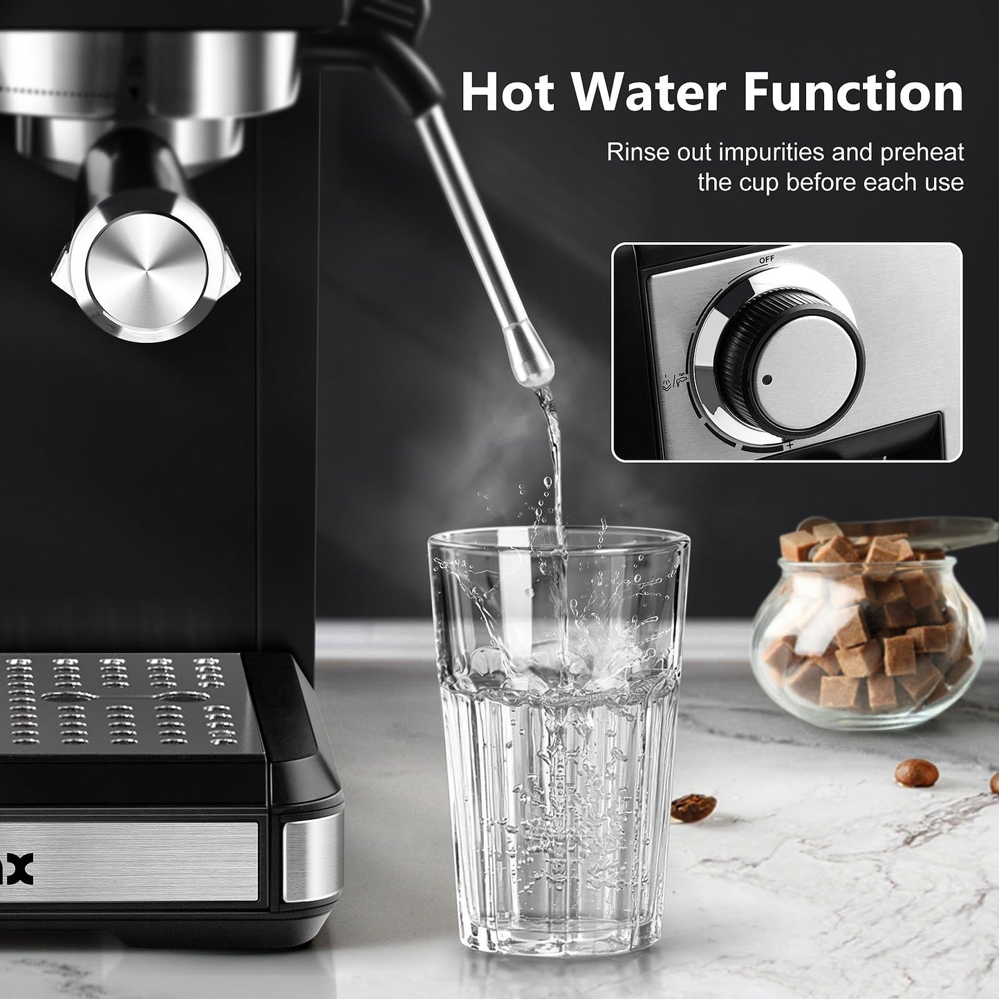 CUSIMAX Espresso Machine with Grinder, 20 Bar Professional Expresso Coffee Machines with Milk Frother Steam Wand, Espresso Maker with 60oz Removable Water Tank, Cappuccino & Latte Machine for Home