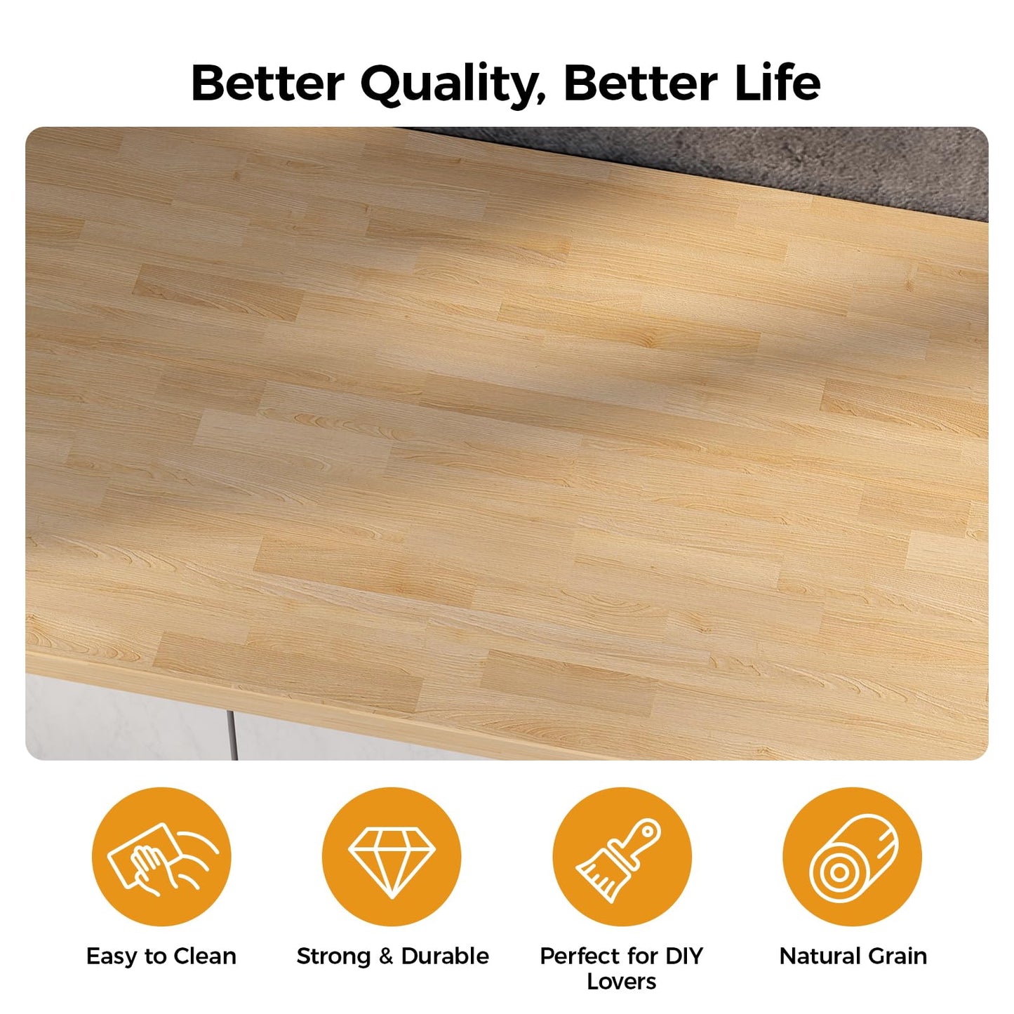 Solid Wood Butcher Block Countertop - 98"x25"x1.5" Unfinished Butcher Block Table Top, Solid One-Piece Desktop for DIY Washer Dryer, Kitchen Countertop, Workbench, 8.17ft