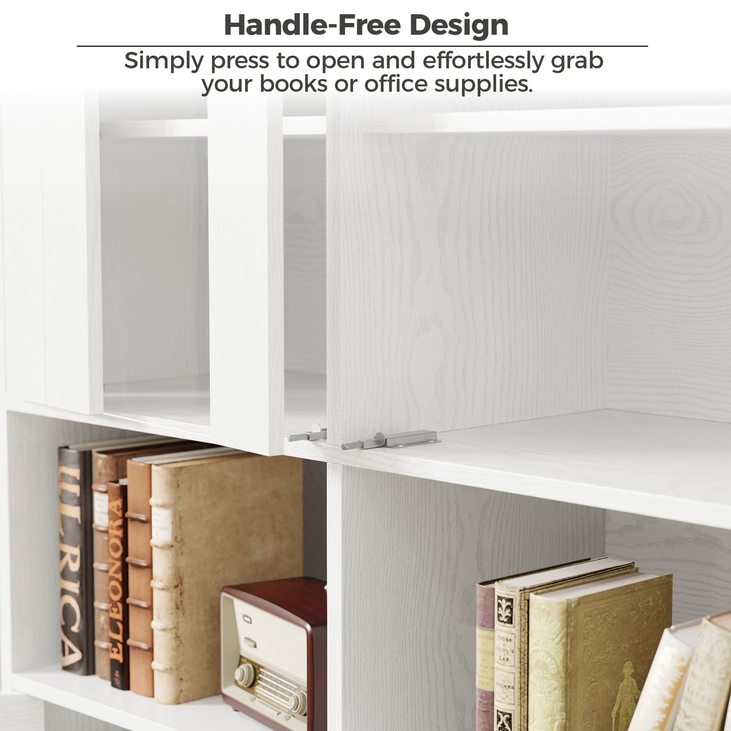 IRONCK Bookshelf with Doors, Bookshelves and Bookcases, 43.3 Inch Wide Bookshelf with Storage, Large Book Shelf with Acrylic Doors for Living Room, Home Office