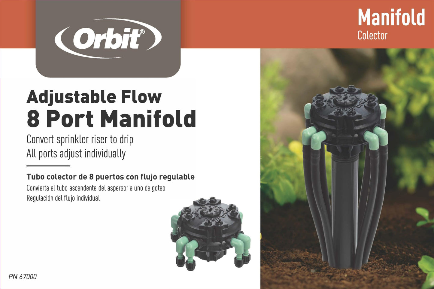 20-Pack Orbit 67000 8 Port Adj Flow Drip Manifold, Single