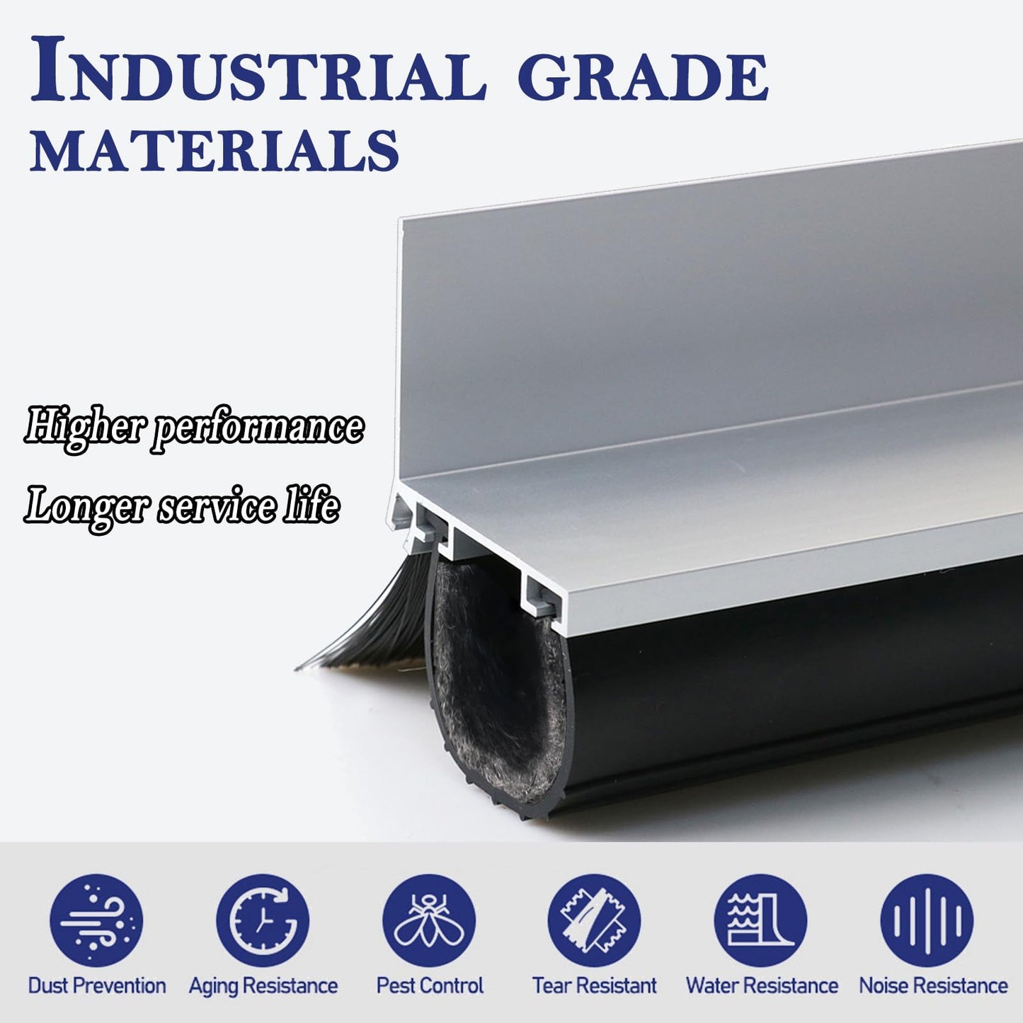 Garage Door Seals, Heavy-Duty Garage Door Seals Bottom Rubber with Rodent Proof Steel Wool, Aluminum Track Retainer Base with Brush Seal Kit, Universal Garage Weather Stripping Kit (16.5ft)
