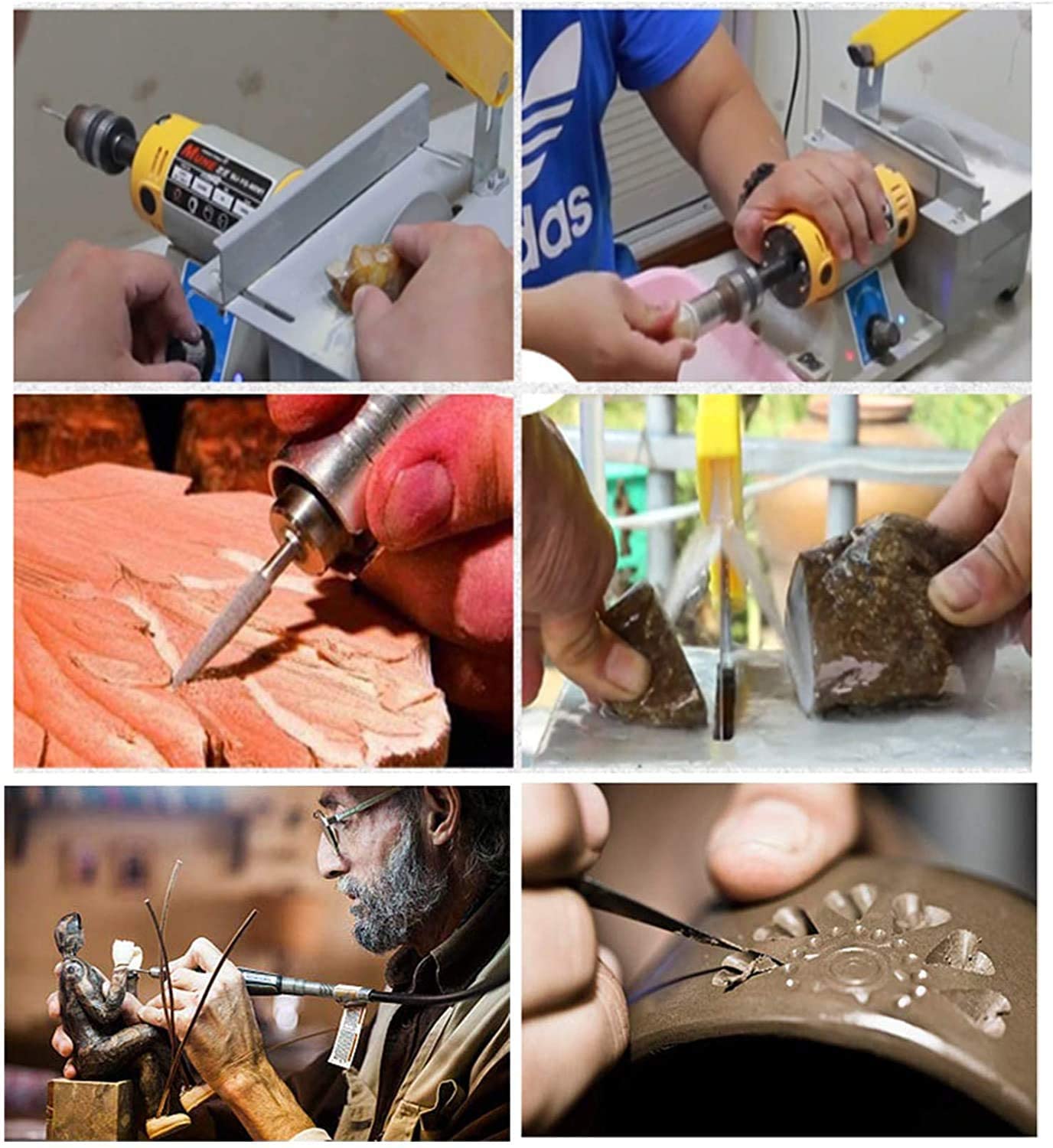 110V Jewelry Rock Saw, 0-10000r/min Wet Saw Lapidary with Flexible Shaft for Rock Cutting，Lapidary Equipment for Grinder Polishing Cutting Machine, Left Benchtop