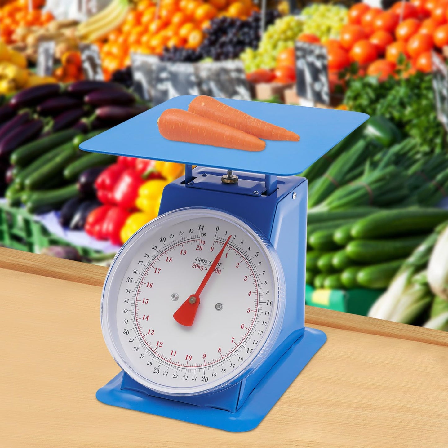 220lbs/100kg Mechanical Kitchen Scale, Mechanical Dial Scale with 13 x 13 Inch Weighing Pan, Heavy Duty Analog Dial Scale for Supermarkets Food Markets and Snack Shops