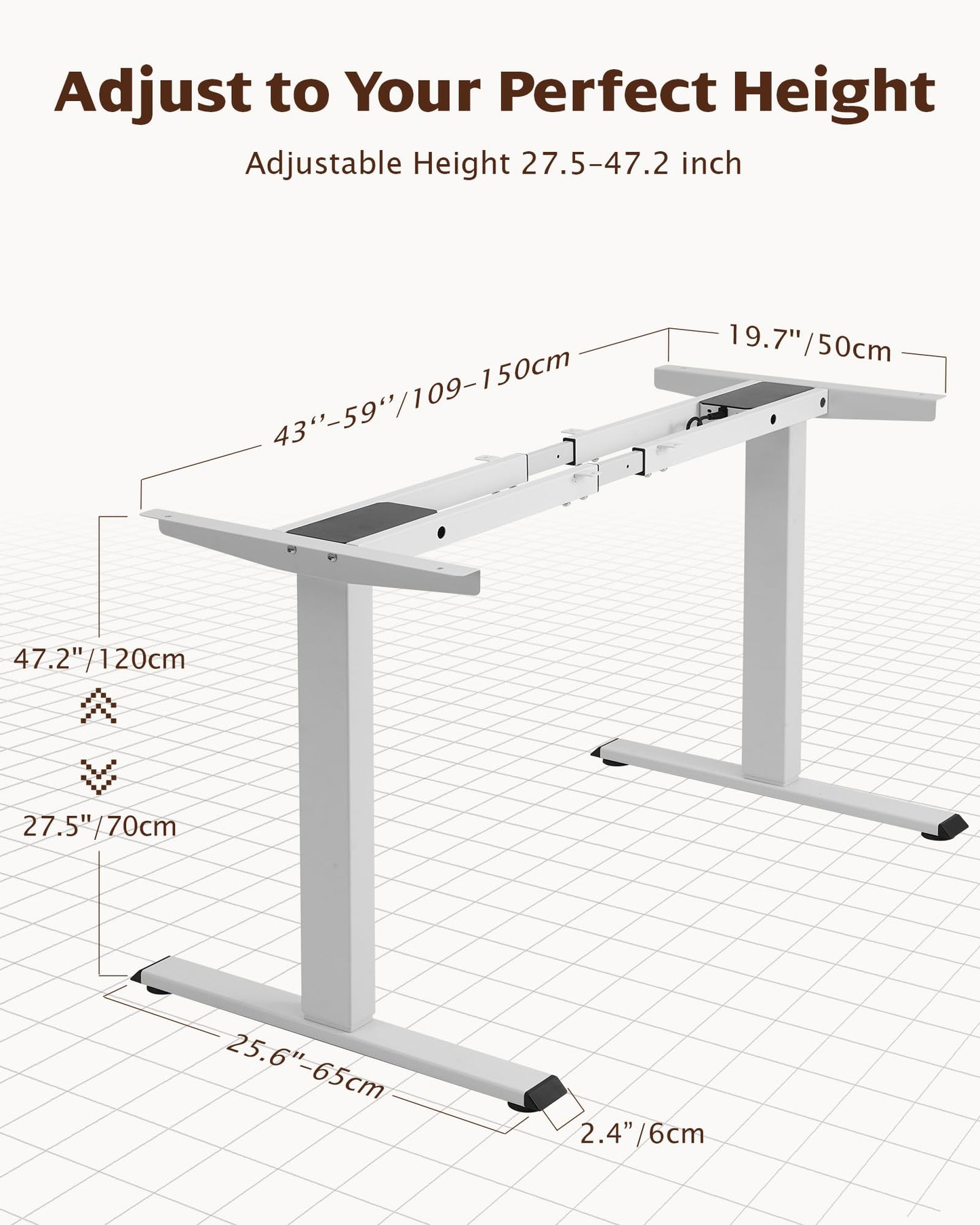 TOPSKY Dual Motor Electric Standing Desk Frame, Height Adjustable Sit Stand Base for Home Office, Fits Table Tops up to 70.8 x 31.5 Inch, 225 lb Capacity (White, Without Stand)