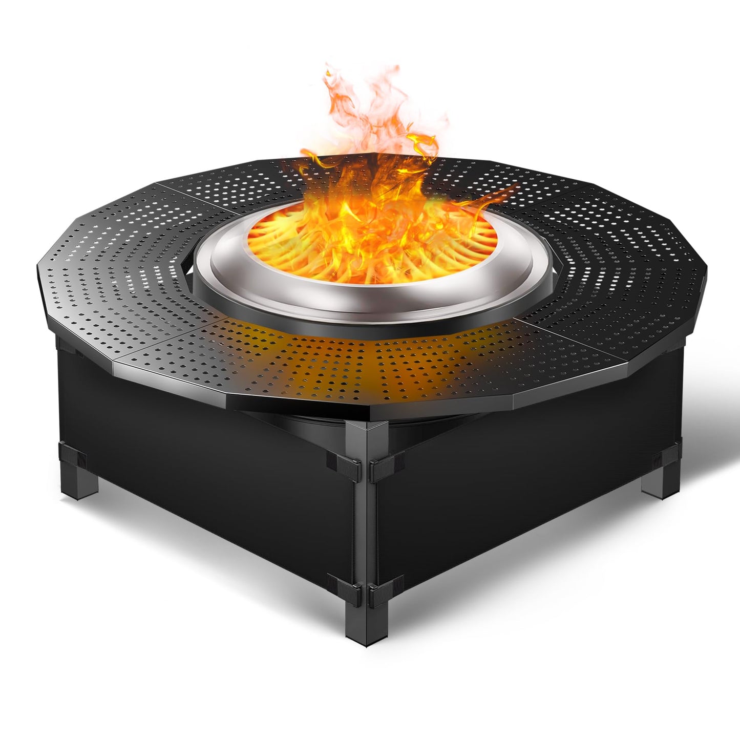 Wanchao 40 in Fire Pit Surround Tabletop for Solo Stove Bonfire and Ranger Wood Burning, Powder-Coated Steel Tabletop for Solo Stove Bonfire Accessories, 24 in Inner, Fits Most Wood Burning Fire Pit.