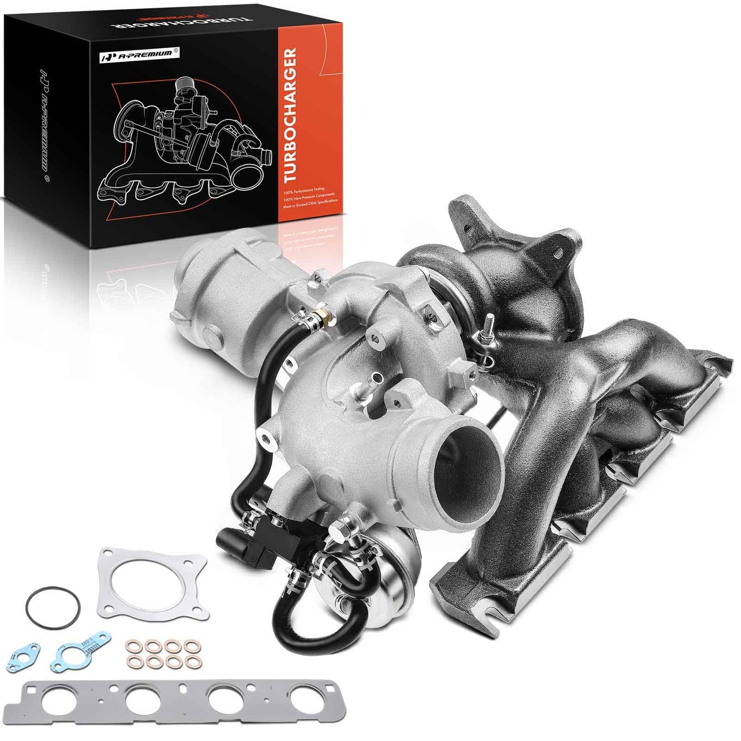 A-Premium K03 Turbo Turbocharger Kit with Gasket and Wastegate Actuator - Replaces 06H145702S, 06H145702L - Compatible with Audi A4, A4 Quattro, A5, A5 Quattro, A6, A6 Quattro, allroad, Q5, 2.0L, TFSI