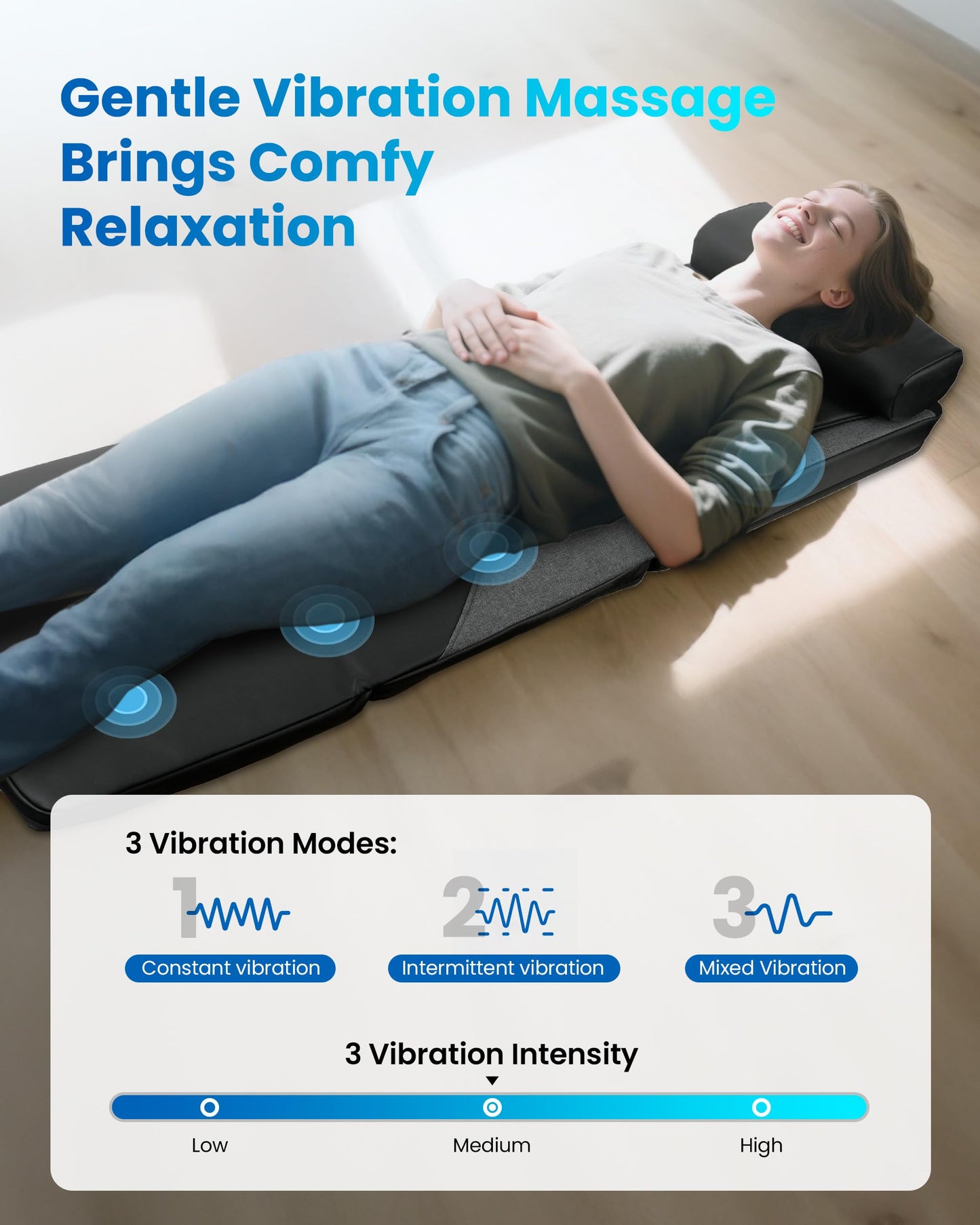 COMFIER Shiatsu Full Body Massage Mat with Heat, Back Massage Pad for Pain Relief Deep Tissue Kneading & Vibration Heating Chair Massager for Recliner, Sofa, Bed