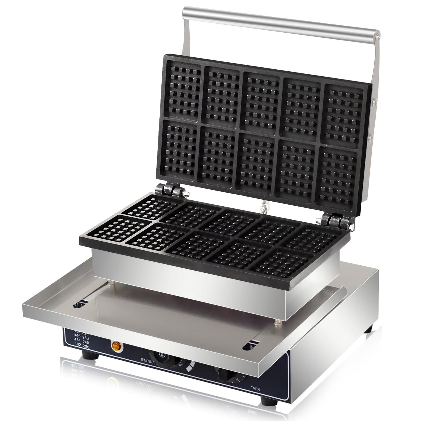 110V1650W Commercial Mini Square Waffle Maker, 10 Grids Waffle Baker Machine, Non-Stick,3.5 X 2.0" Belgian Waffle maker with Temp and Time Control, for Restaurant Bakeries Snack Bar Family.
