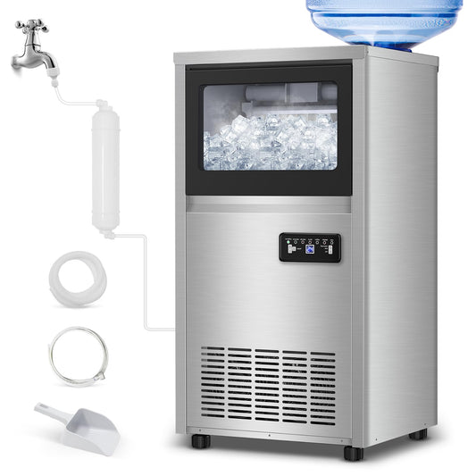 Ice Machine Commercial Ice Maker Machine, 150 Lbs /24H, 30 lbs Bin, Under Counter Built-in or Freestanding, Stainless Steel Household Use, Restaurant Bar Kitchen Cafe