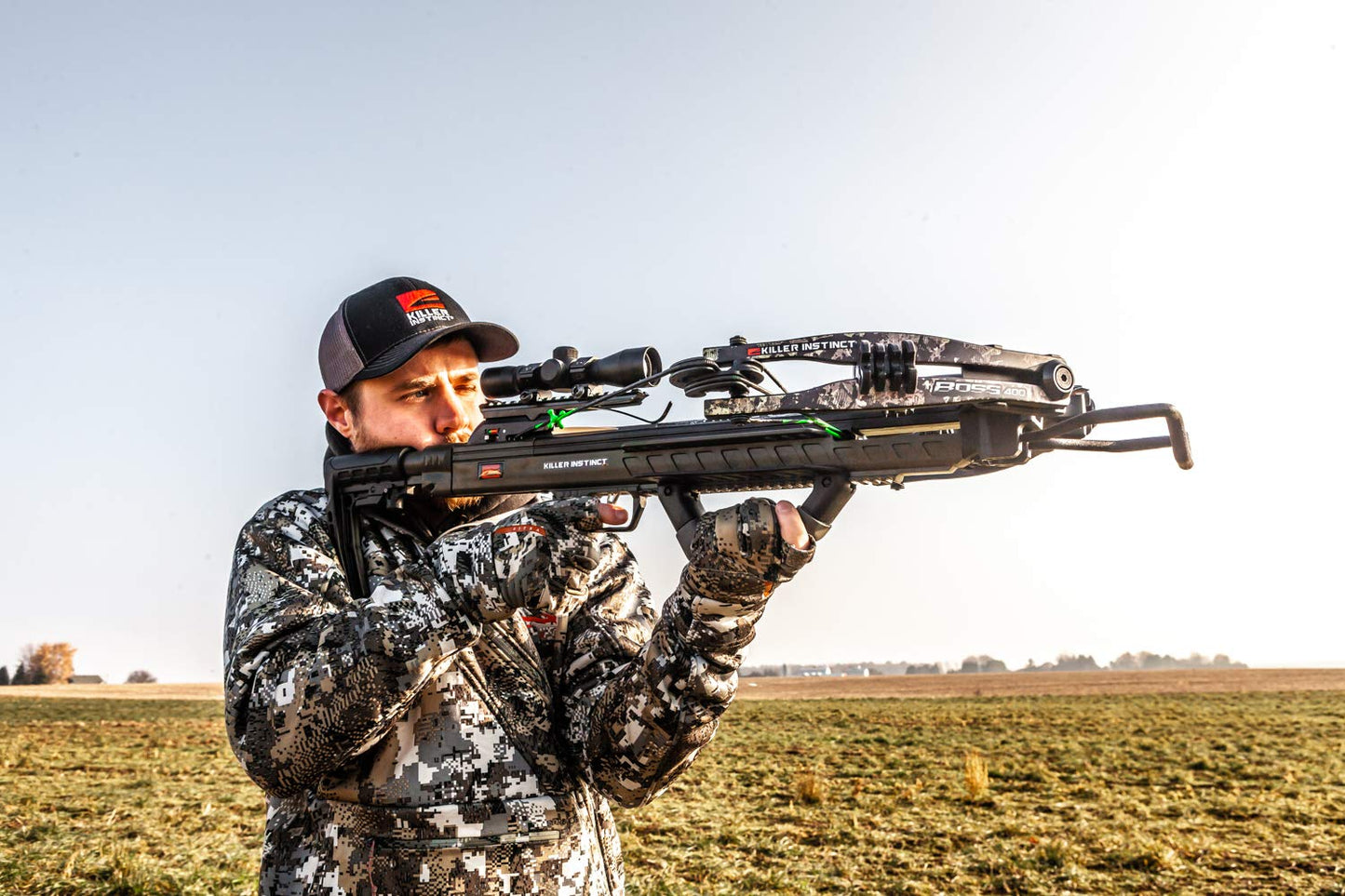 Killer Instinct BOSS 405 Camo Crossbow - 405 FPS Compact Hunting Package with Micro‑Lite Barrel, 4×32 IR Scope & Accessories