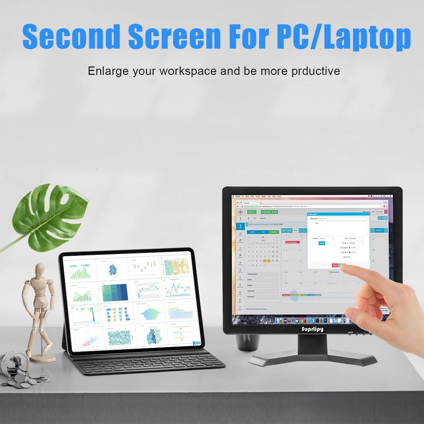 Suprlipy 15 Inch Touch Screen Monitor 1024x768 Support HDMI VGA AV USB BNC, 10 Points Capacitive Touch TFT LED Monitor for Laptop PC Xbox PS5/PS4 Switch POS Systems Built-in LounSpeakers