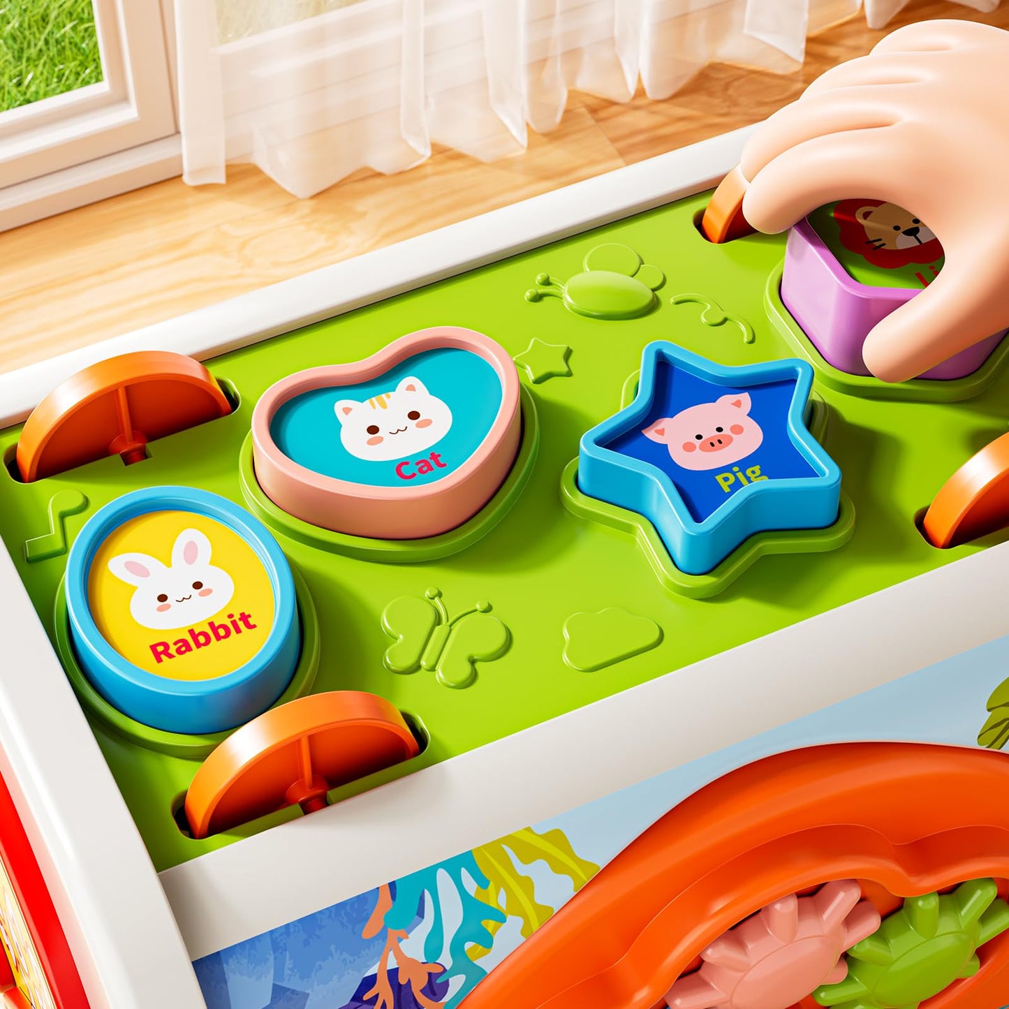 XINNOVEL 6-in-1 Montessori Toys for 3 Year Old, Hammering Pounding Toy with Xylophone, Number Maze, Spinning Gear, Shape Sorting, Spinning Fun, Birthday Gifts for Boys Girls 2+ Year Old