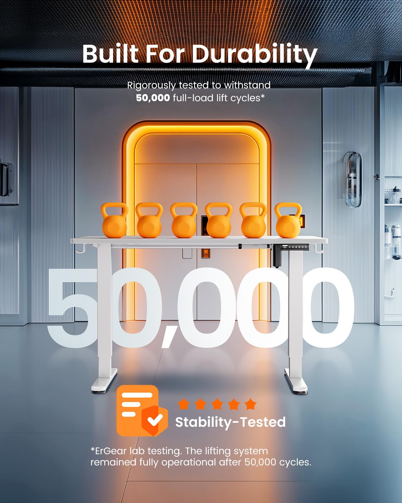 ErGear Height Adjustable Electric Standing Desk, 48 x 24 Inches Sit Stand up Desk, Memory Computer Home Office Desk with Two-Piece Desktop (White)
